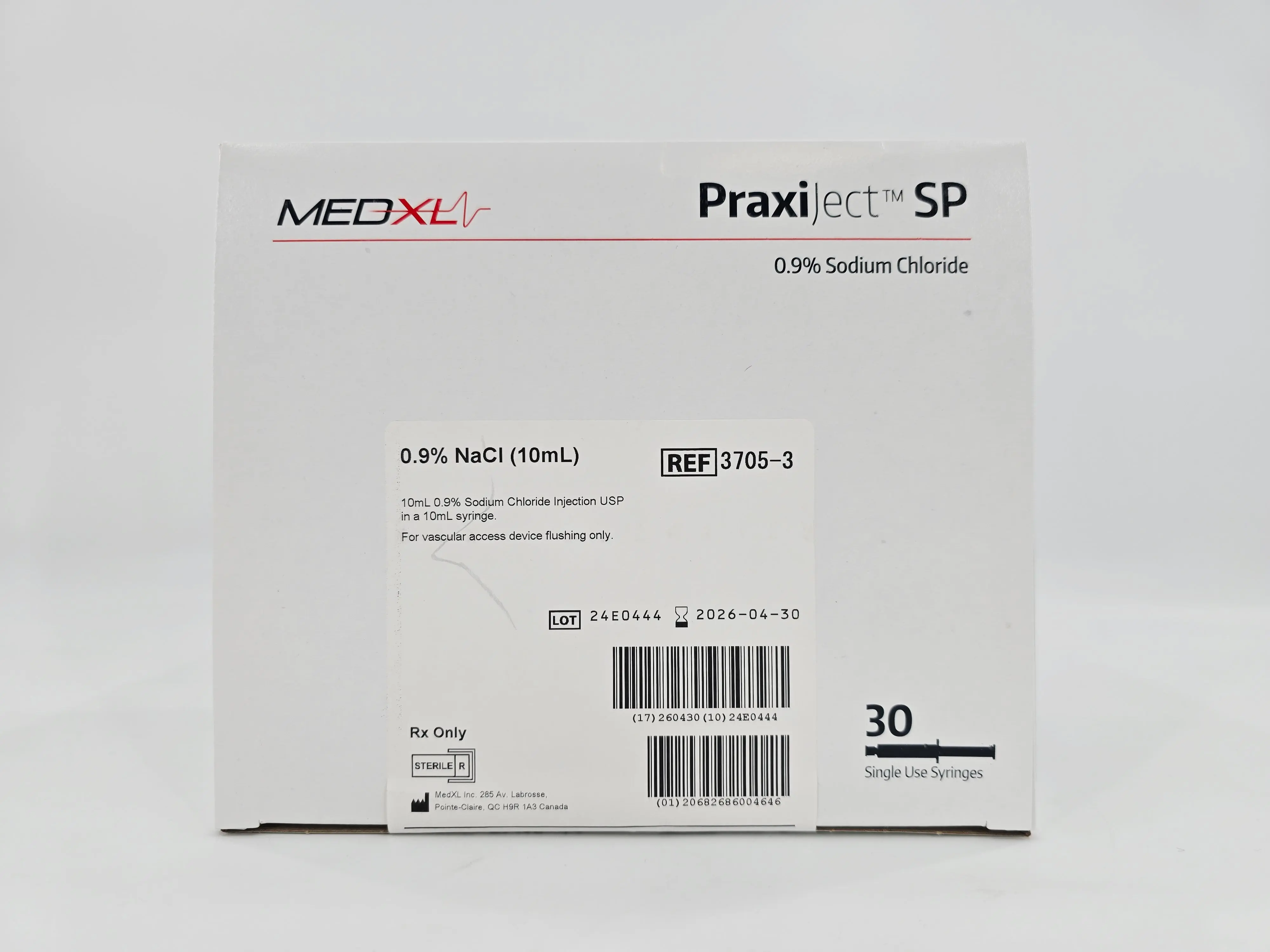 Amsino MEDXL Prefilled Saline Syringe Praxiject SP 0.9% NaCl (10mL) Disposable 3705-3 BX/30 - Image 2