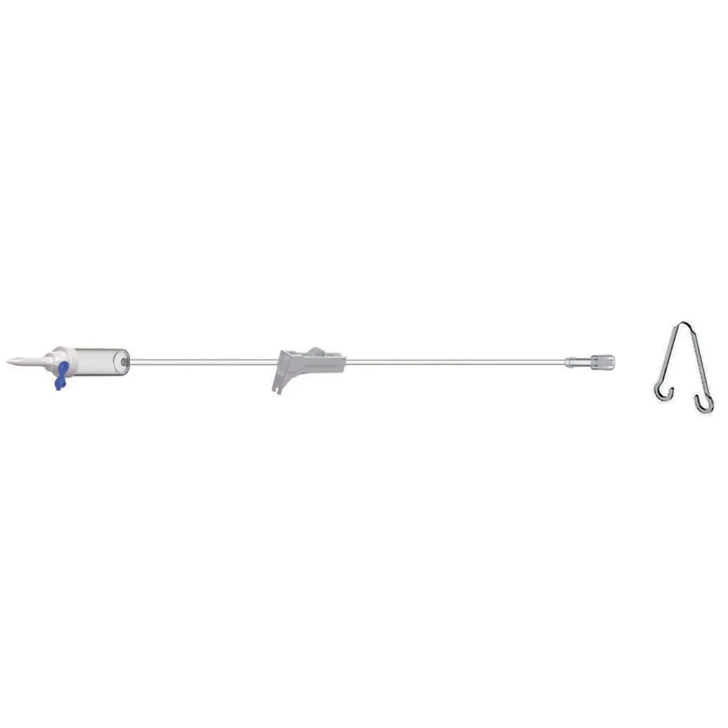 AMSINO Secondary Piggyback IV Set, 20 Drops/mL, 40" Length, 10 mL Priming, Vented/Non-Vented, Roller Clamp, Rotating Male Luer Lock, Hanger, PE Poly Pouch, 50/cs