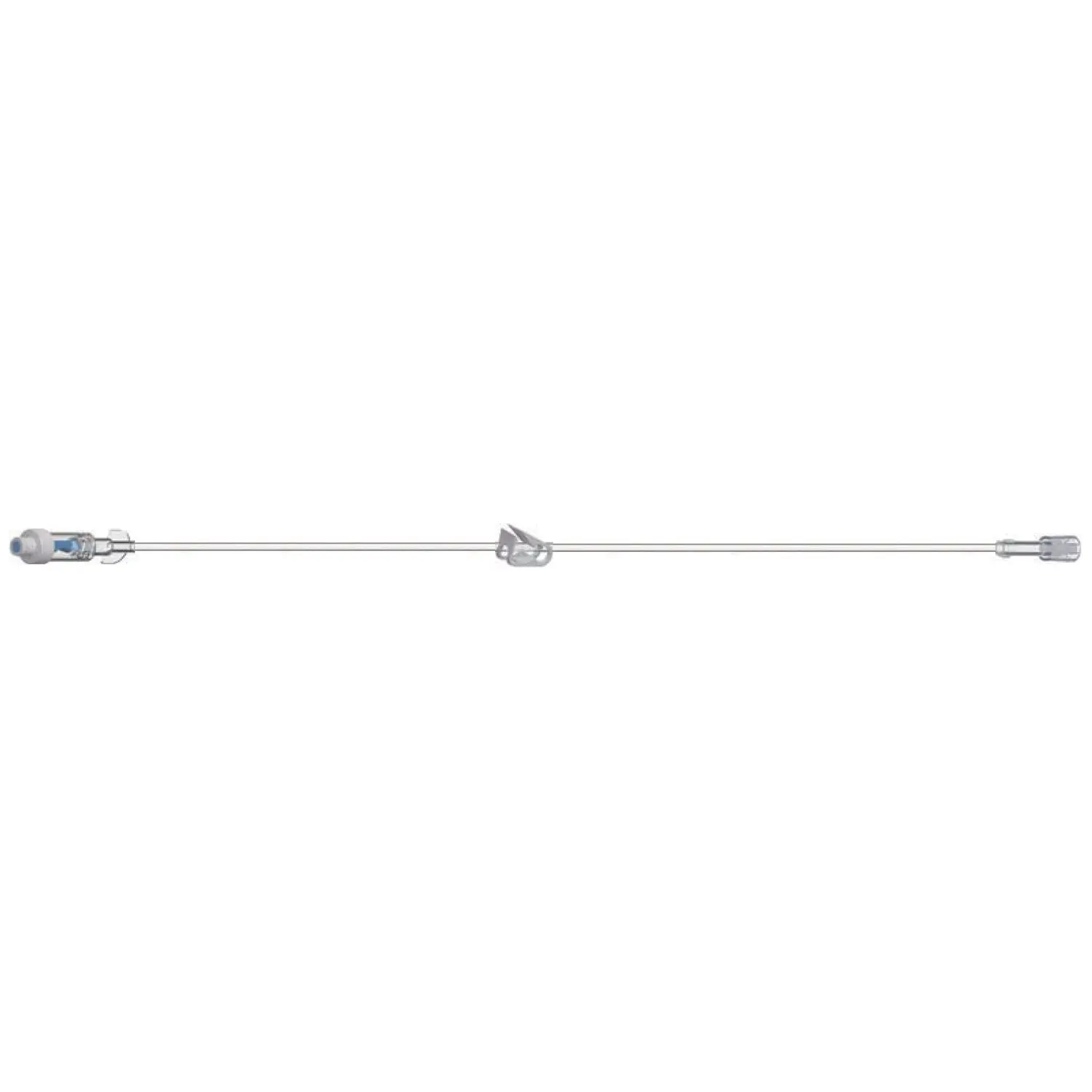 AMSINO Standard Bore IV Extension Set, 8" Length, 1.2 mL Priming, 1 AMSafe Needle-Free Connector, Roberts Clamp, Rotating Male Luer Lock, PE Poly Pouch, 100/cs