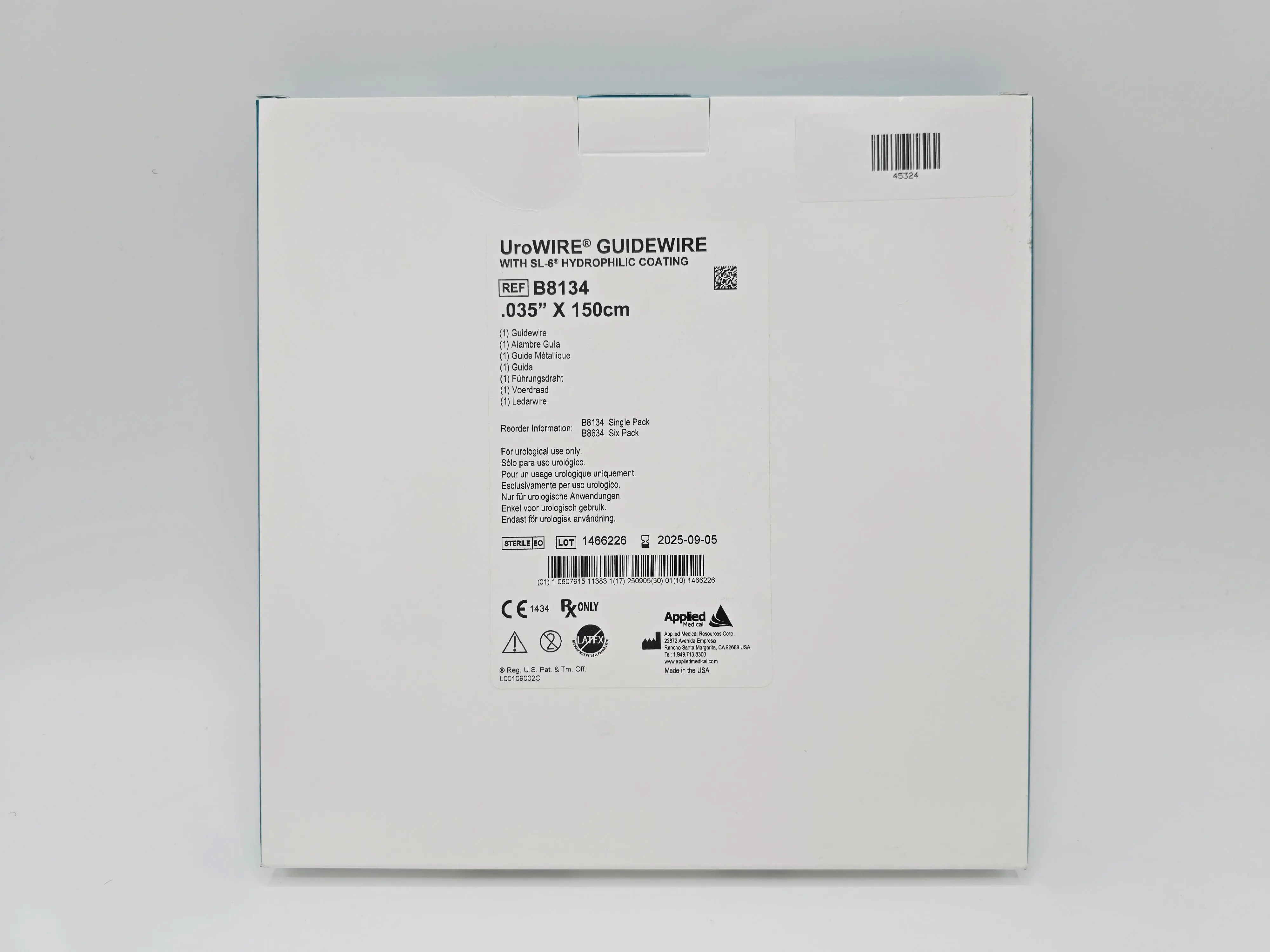 Applied Medical B8134 UroWIRE GUIDEWIRE w/ SL-6 Hydrophilic Coating .035" x 150cm - Image 2