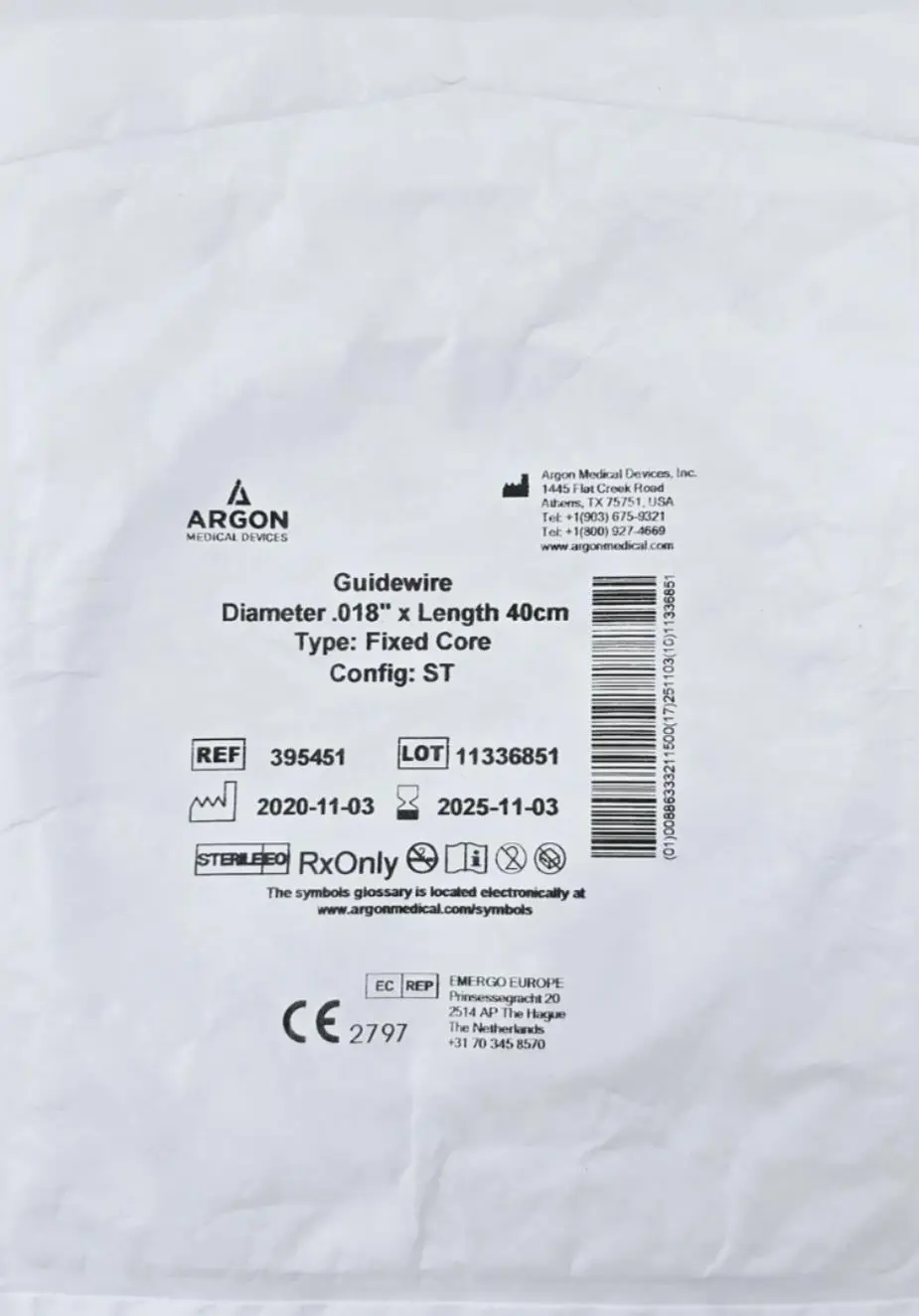 Argon Medical 395451 Fixed Core Straight Guidewires Angio 0.018" x 40CM - Image 4