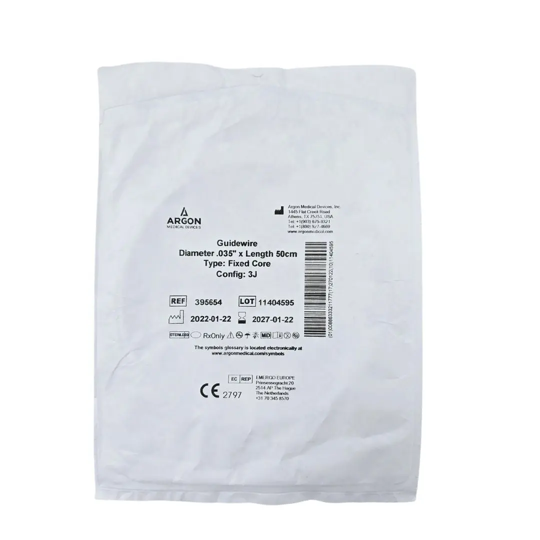Argon Medical 395654 Guidewire Fixed Core J Tip 0.035" x 50CM
