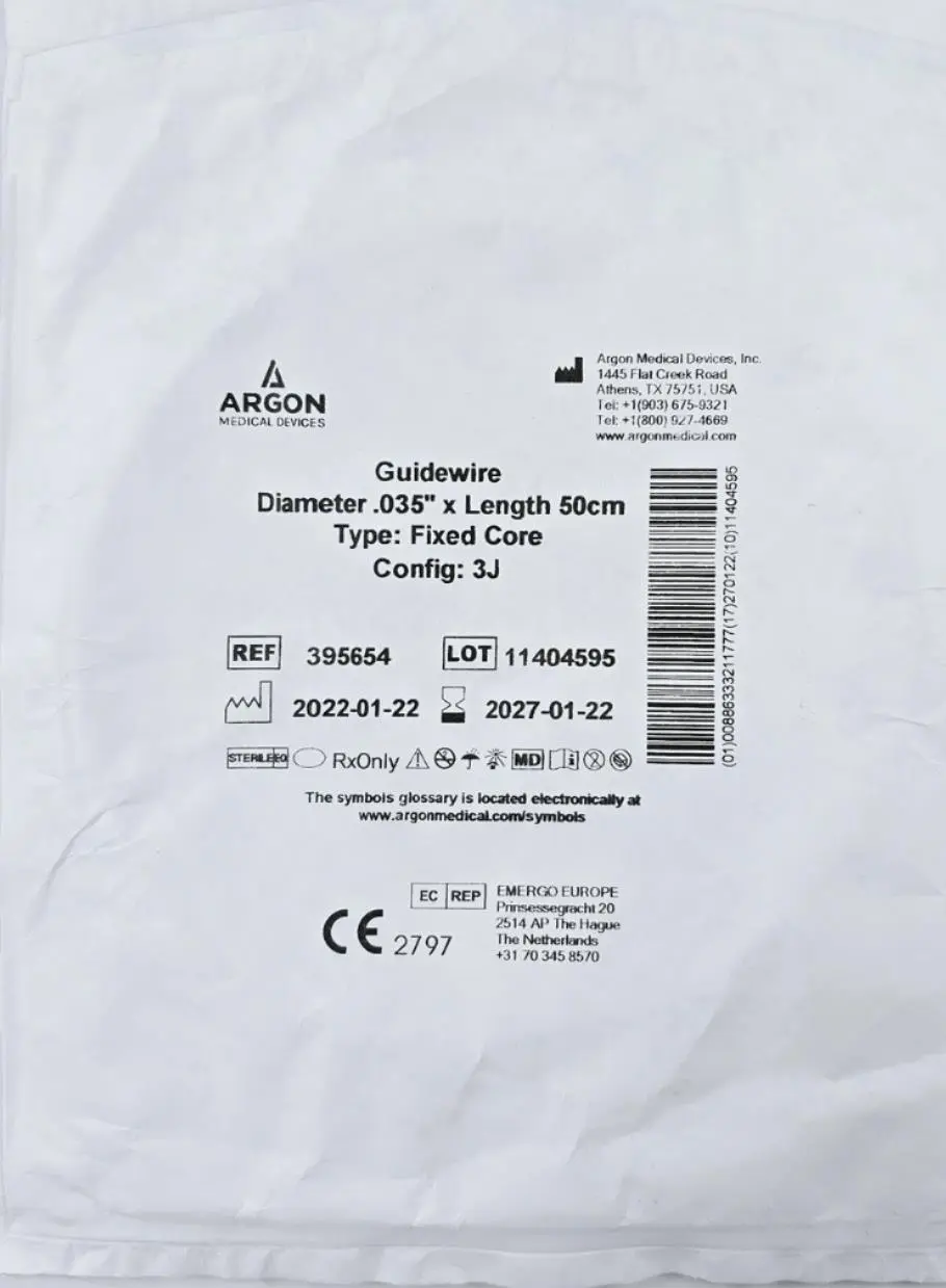 Argon Medical 395654 Guidewire Fixed Core J Tip 0.035" x 50CM - Image 3
