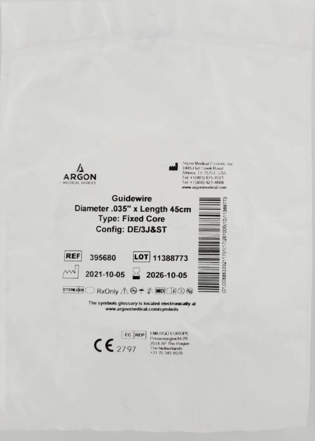 Argon Medical 395680 Guidewire Diameter .035" x Length 45cm Fixed Core 10PK - Image 4