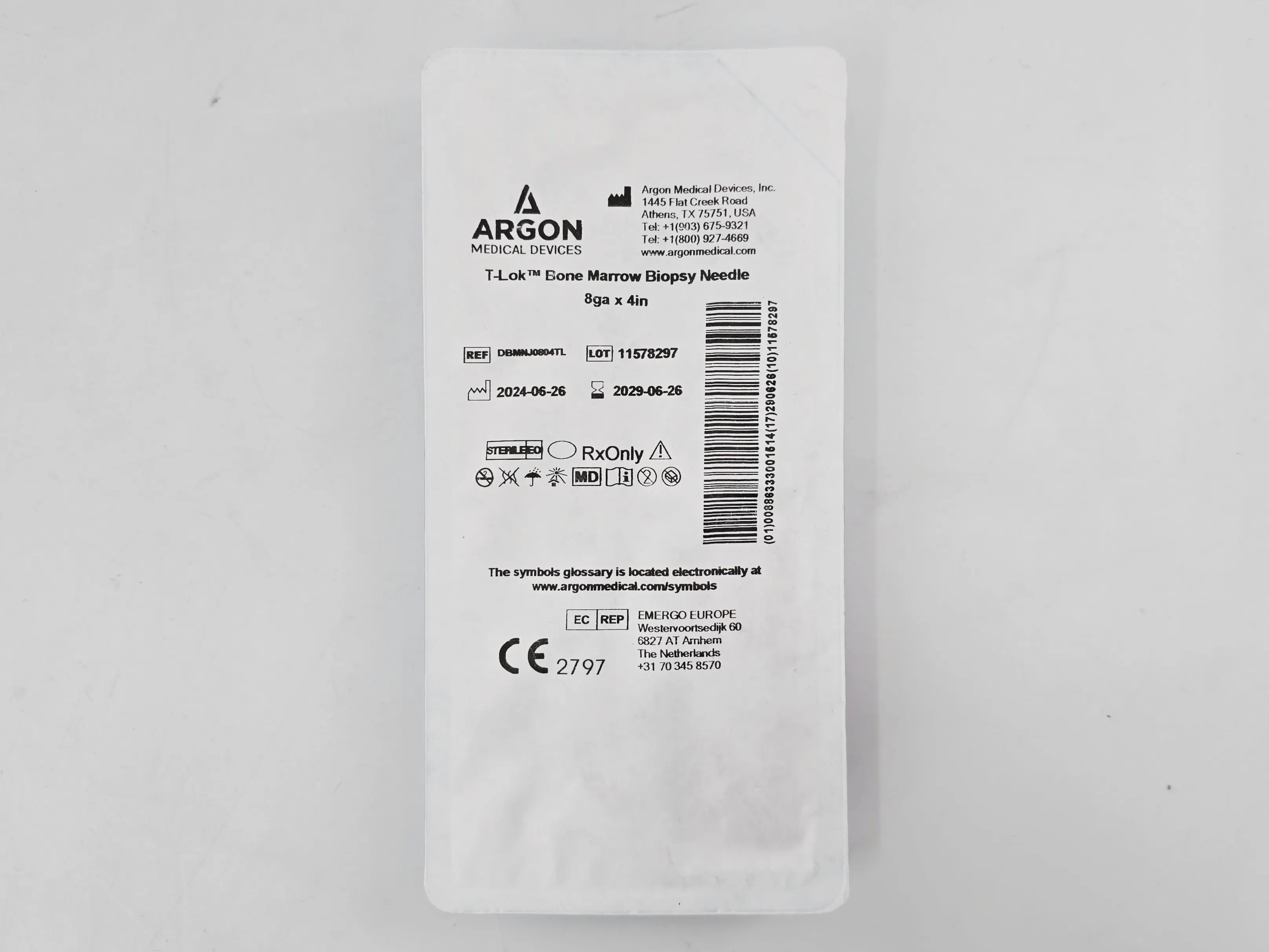 Argon Medical Devices DBMNJ0804TL T-Lok Bone Marrow Biopsy Needle w/ Extraction Cannula 8G x 4" 1/EA - Image 2