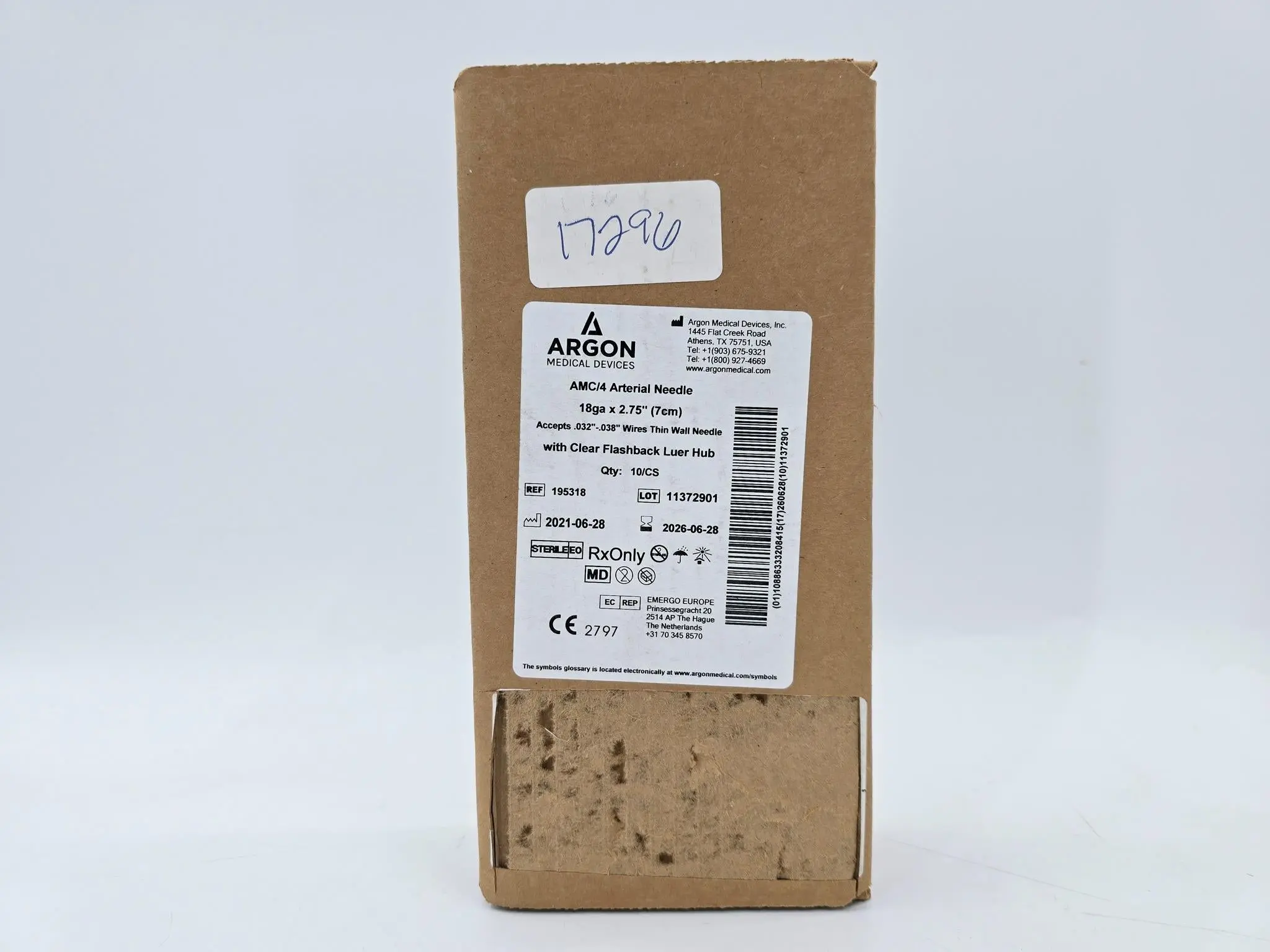 Argon Medical Devices 195318 AMC/4 Arterial Needle 18G. x 2.75" w/ Clear Flashback Luer Hub 10/CS - Image 2