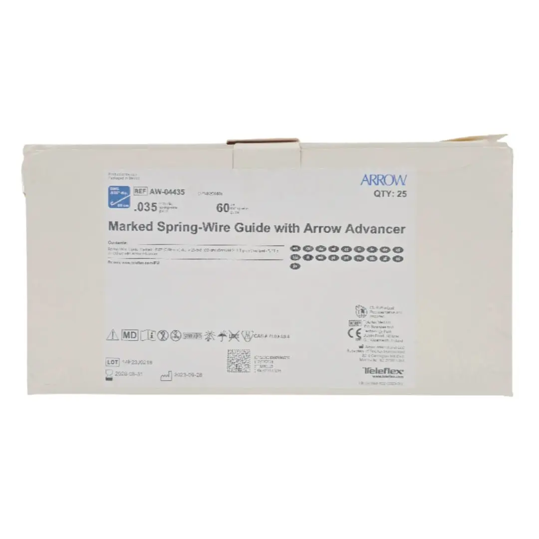 Arrow AW-04435 Marked Spring-Wire Guide w/ Arrow Advancer .035" x 60cm BX/25