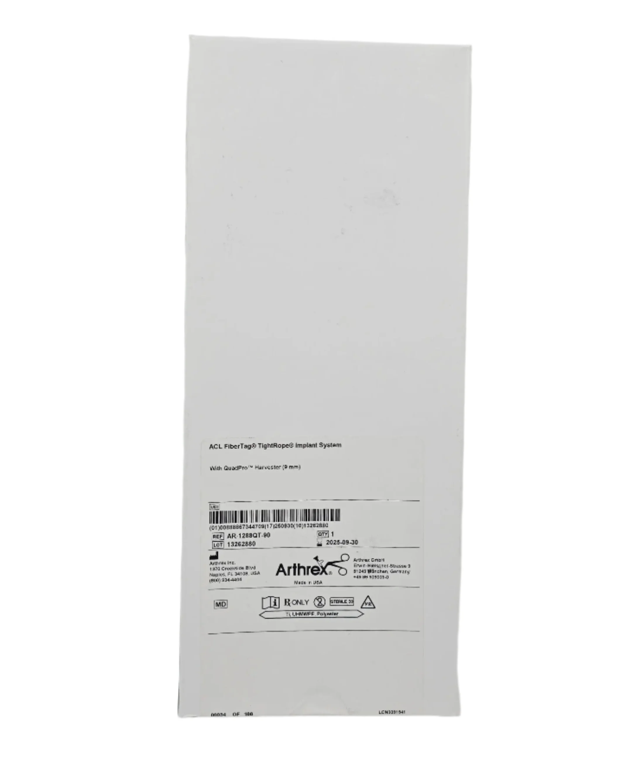 Arthrex AR-1288QT-90 ACL Fiber Tag Tightrope Implant System 9mm