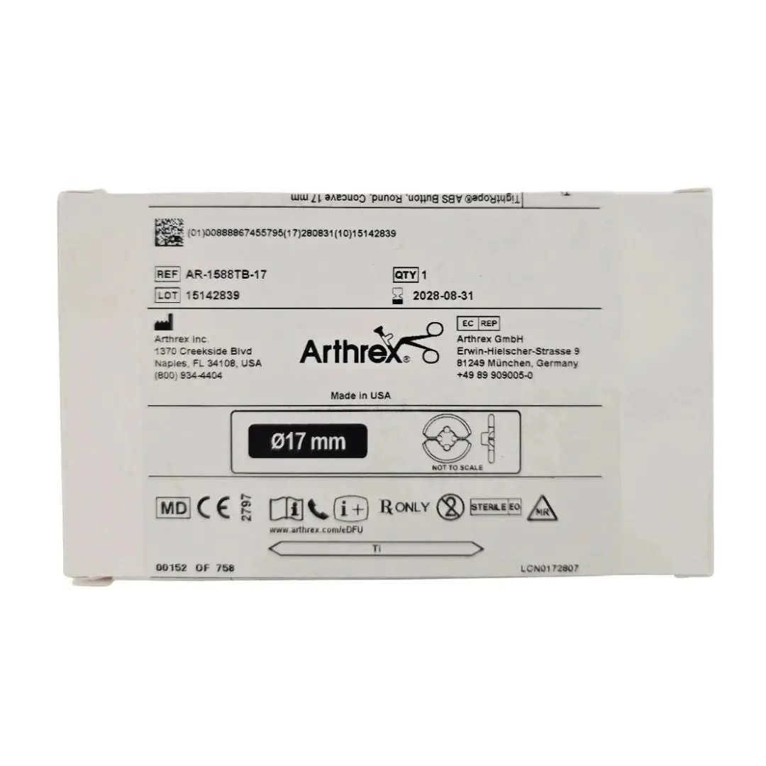 Arthrex AR-1588TB-17 TightRope ABS Button Round Concave 17mm 1/EA