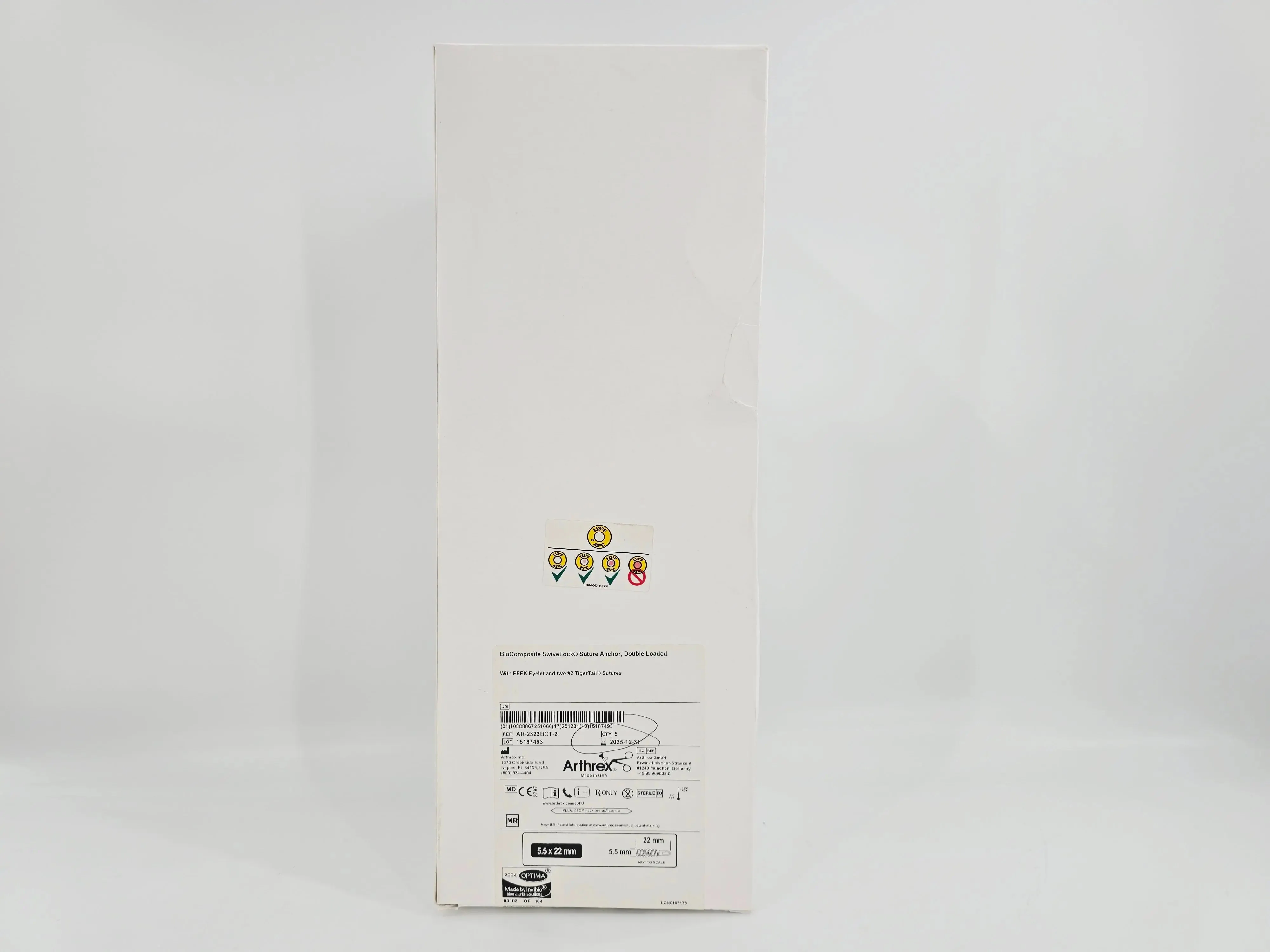 Arthrex AR-2323BCT-2 BioComposite SwiveLock Suture Anchor, Double Loaded 5.5 x 22mm BX/5 - Image 2