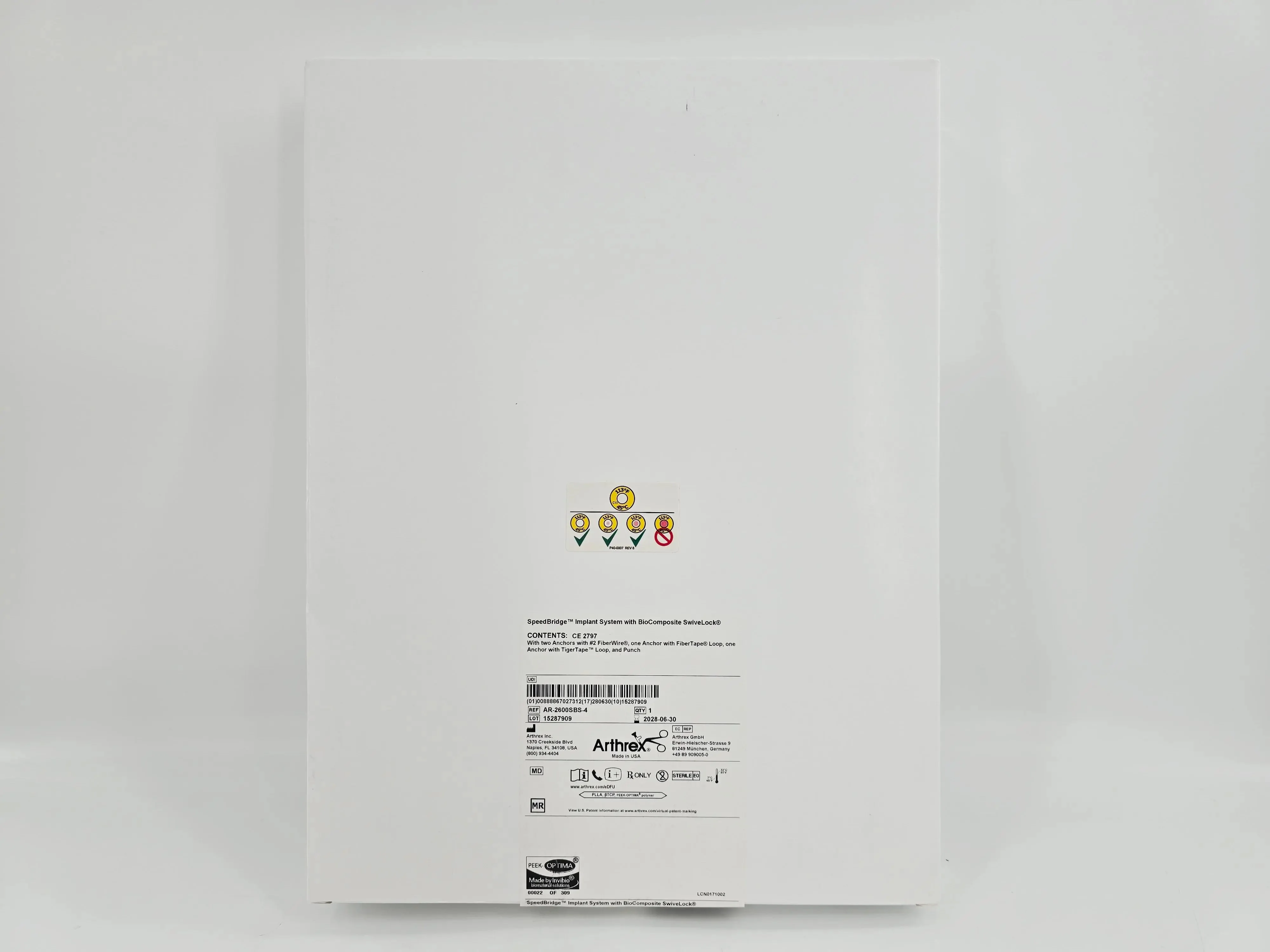 Arthrex AR-2600SBS-4 SpeedBridge Implant System w/ BioComposite SwiveLock 1/EA - Image 2