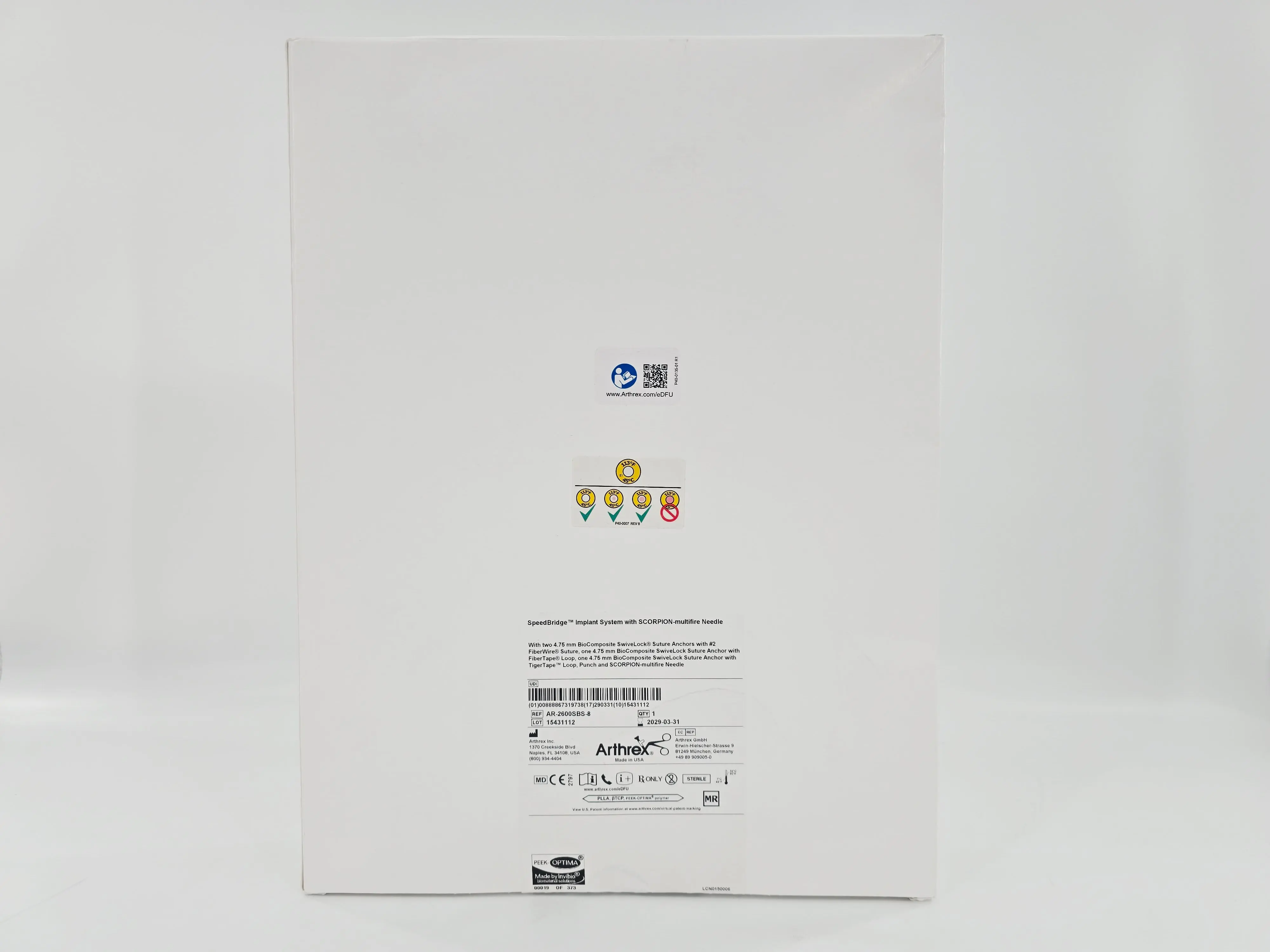 Arthrex AR-2600SBS-8 SpeedBridge Implant System w/ SCORPION-multifire Needle 4.75 x 19.1mm 1/BX - Image 2