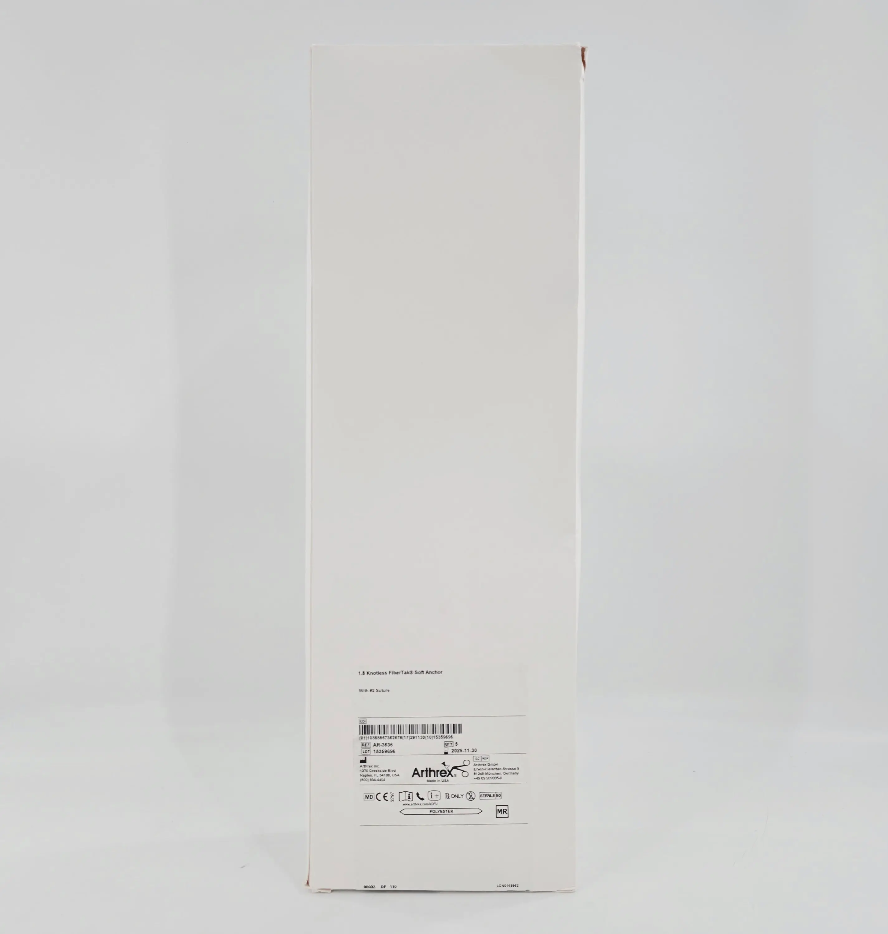 Arthrex AR-3636 1.8 Knotless FiberTak Soft Anchor w/ #2 Suture BX/5 - Image 2