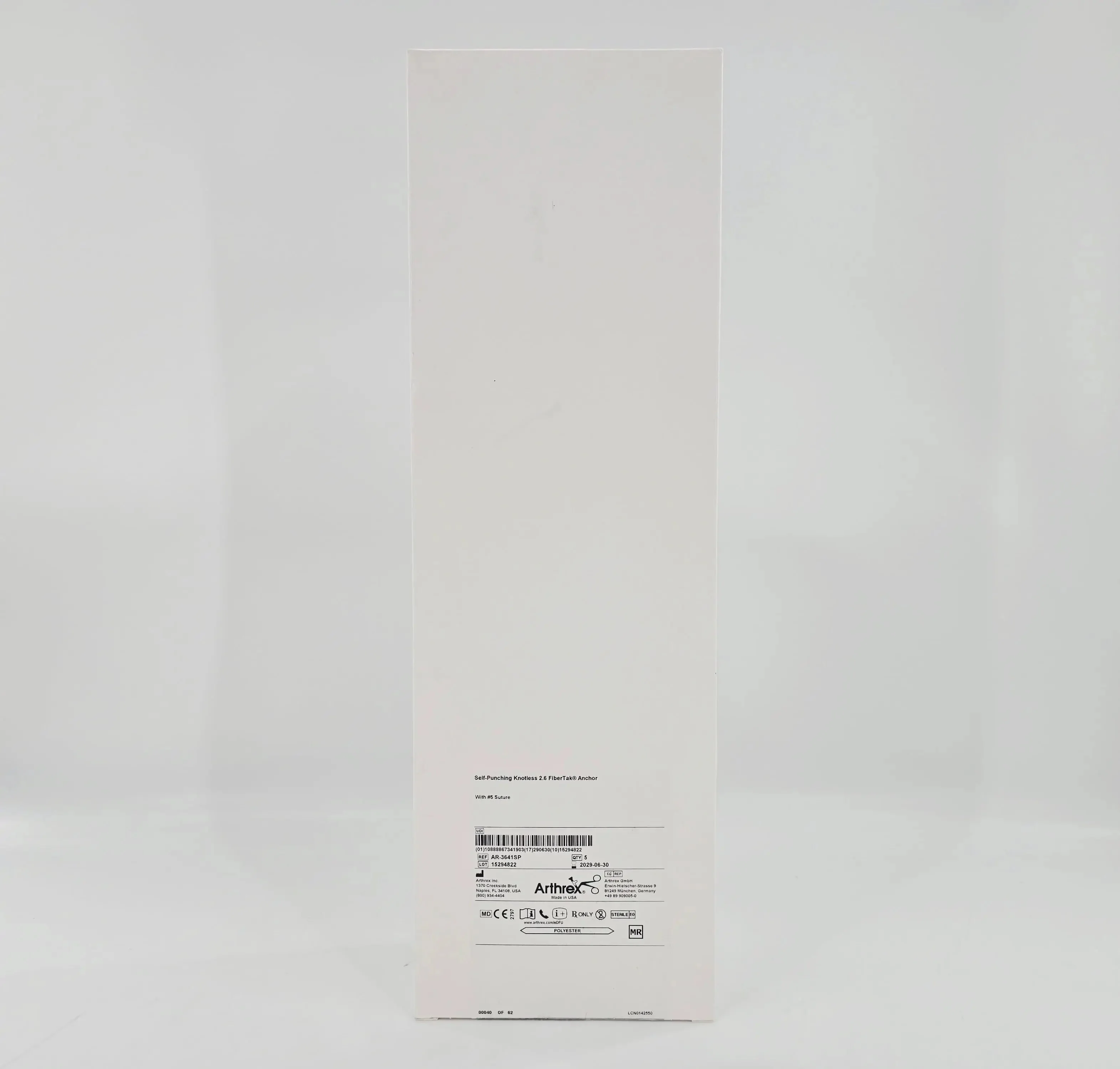 Arthrex AR-3641SP Self-Punching Knotless 2.6 FiberTak Anchor w/ #5 Suture BX/5 - Image 2