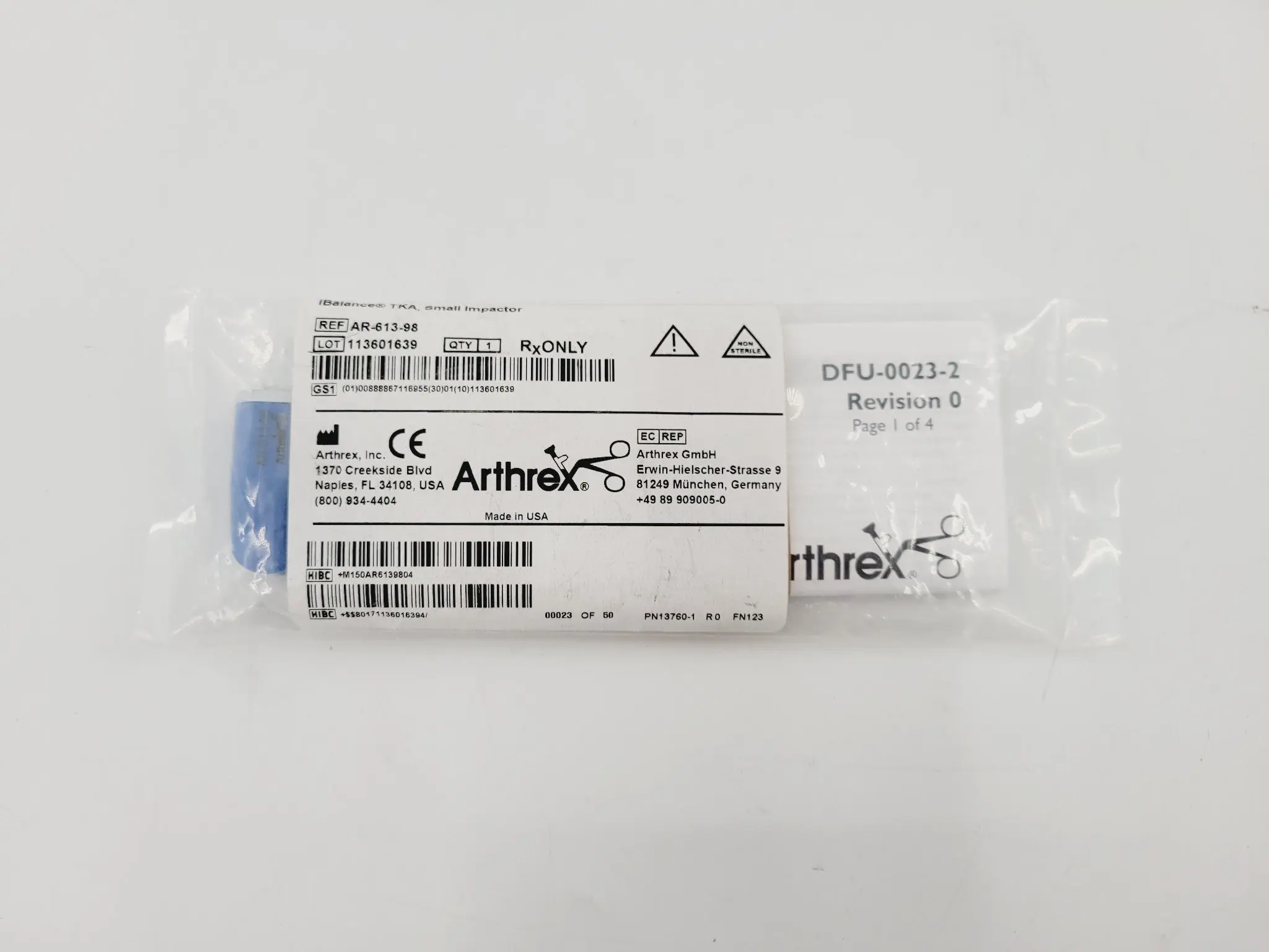 Arthrex AR-613-98 iBalance TKA Small Impactor 1-1/2" NEW - Image 2