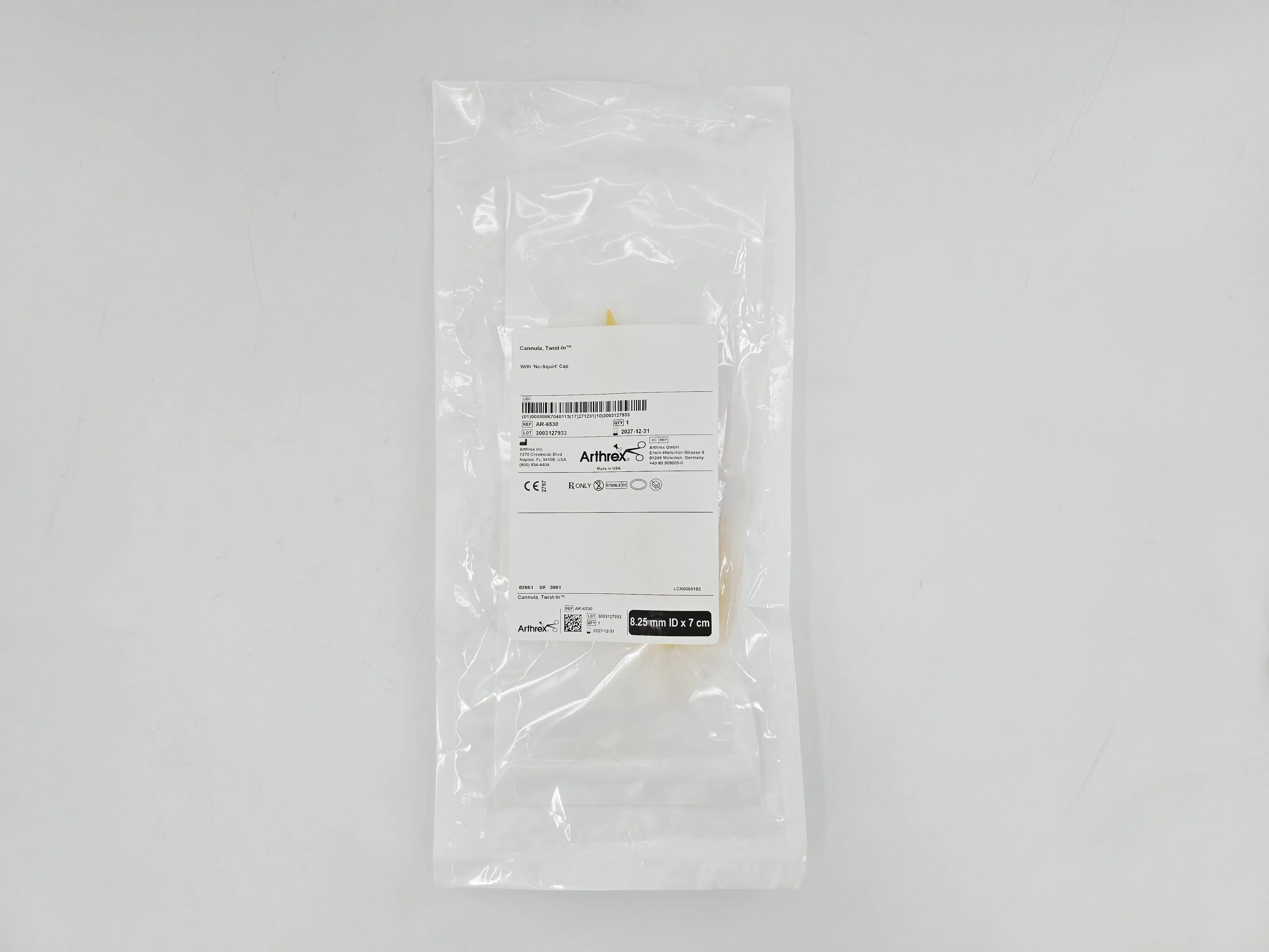 Arthrex AR-6530 Twist-In Cannula w/ No-Squirt Cap 8.25mm ID x 7cm 1/EA - Image 2