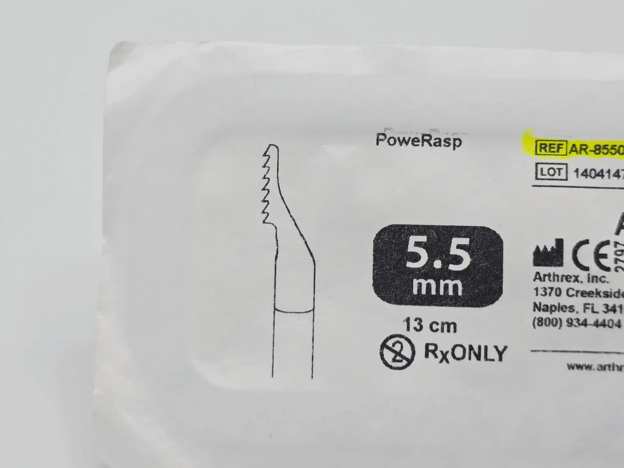 Arthrex AR-8550PR PoweRasp sterile shaver blade designed 5.5mm x 13cm - Image 4