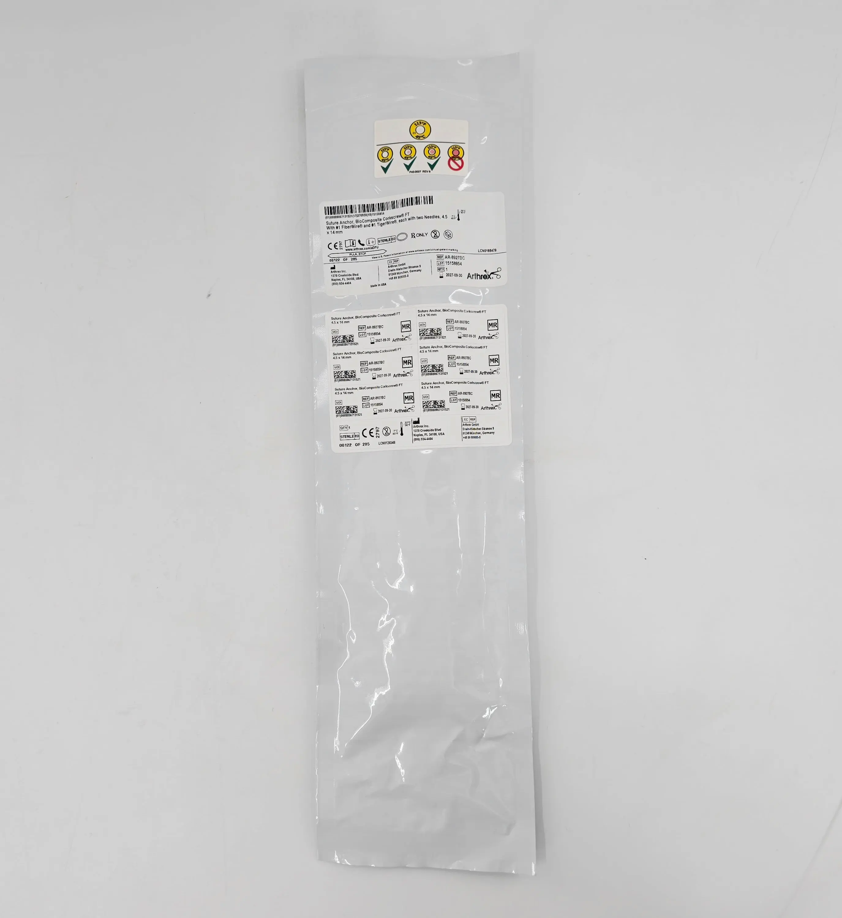 Arthrex AR-8927BC Suture Anchor BioComposite Corkscrew FT w/ FiberWire & TigerWire 4.5mm x 14mm 1/EA - Image 2