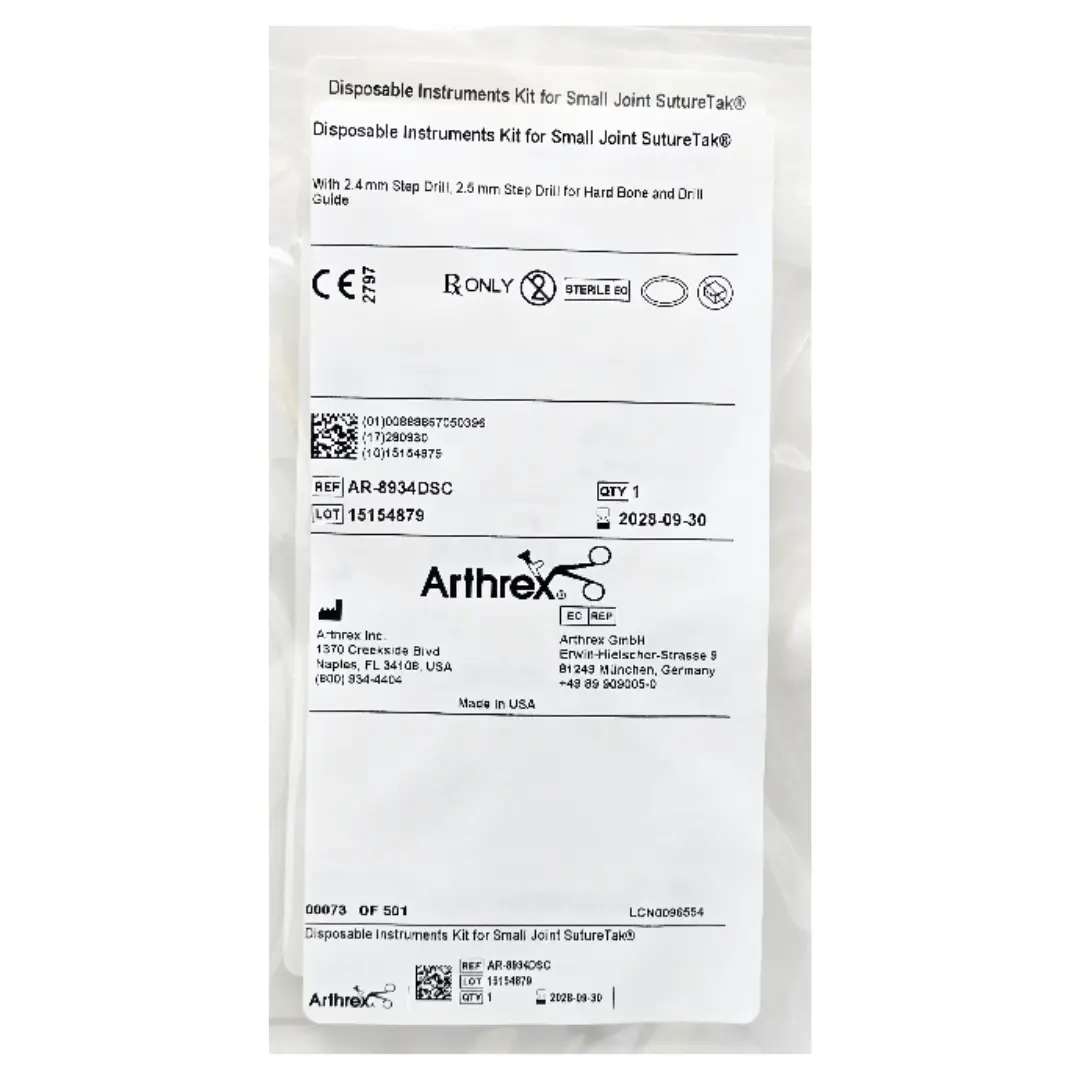 Arthrex AR‑8934DSC Small Joint SutureTak Disposable Instrument Kit 2.4mm Drill 1/EA