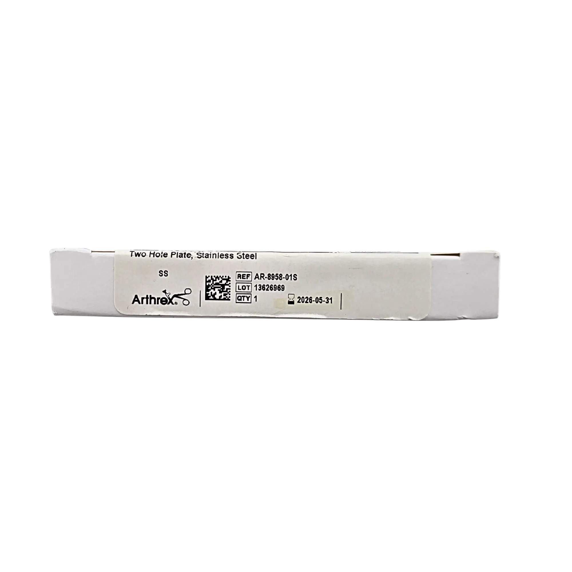 Arthrex AR-8958-01S Two-Hole Plate - Stainless Steel, 3.5mm Compression Hole - Image 2
