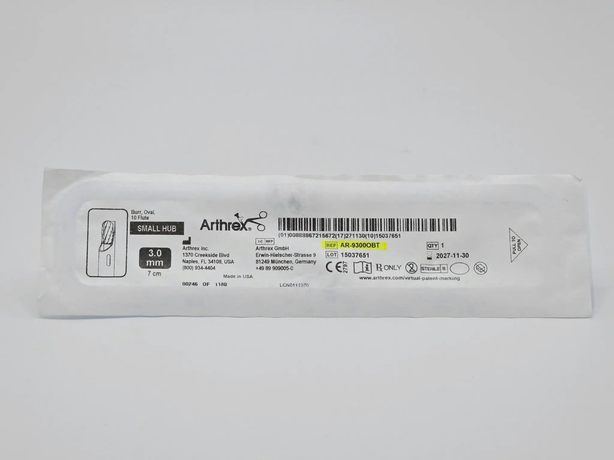 Arthrex AR-9300OBT Burr Oval 10 Flute 3.0mm NEW - Image 2