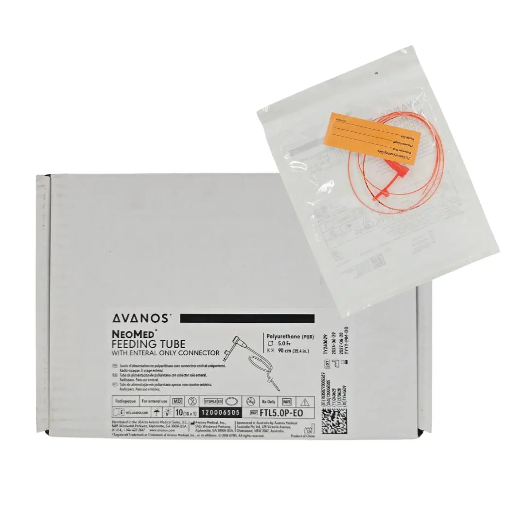 Avanos FTL5.0P-EO NeoMed Feeding Tube w/ Enteral Only Connector Orange 5.0 Fr x 90cm BX/10