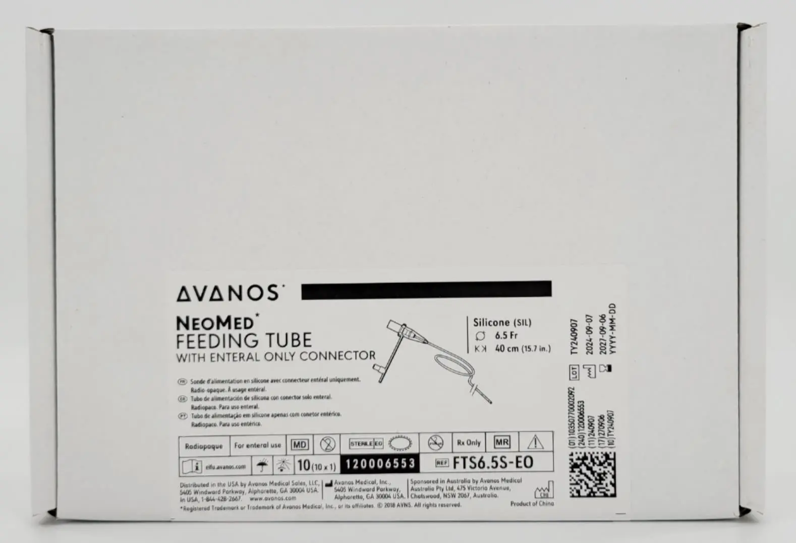 Avanos FTS6.5S-EO NeoMed Feeding Tube w/ Enteral Only Connector 6.5Fr Box of 10 - Image 4
