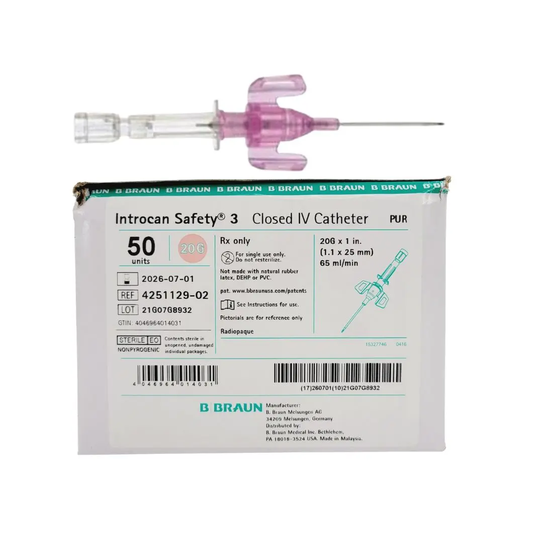B Braun 4251129-02 Introcan Safety 3 20G Closed IV Catheter BX/50