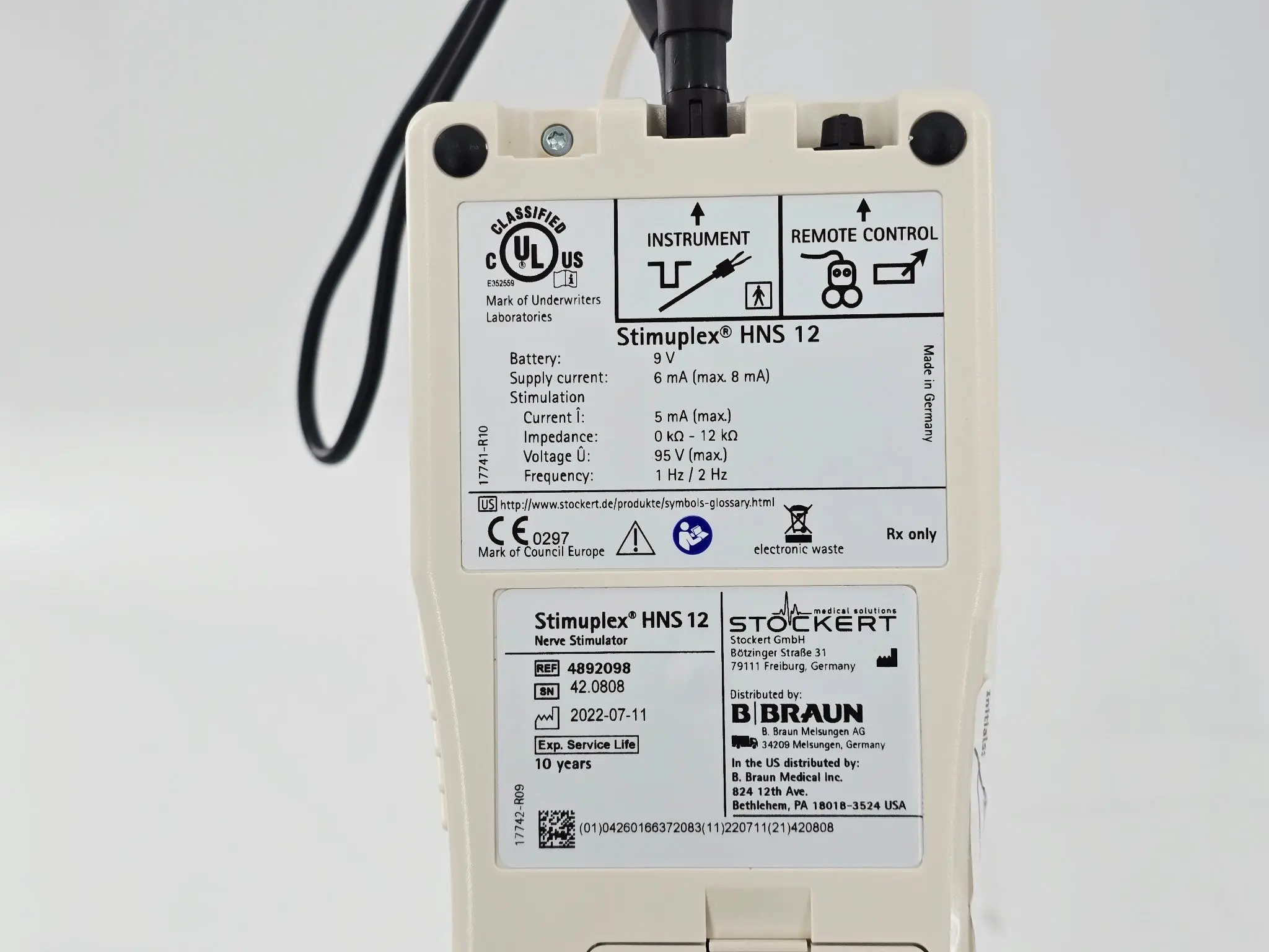 B. Braun 4892098 Stimuplex HNS 12 Nerve Locator System with case and cable - Image 7