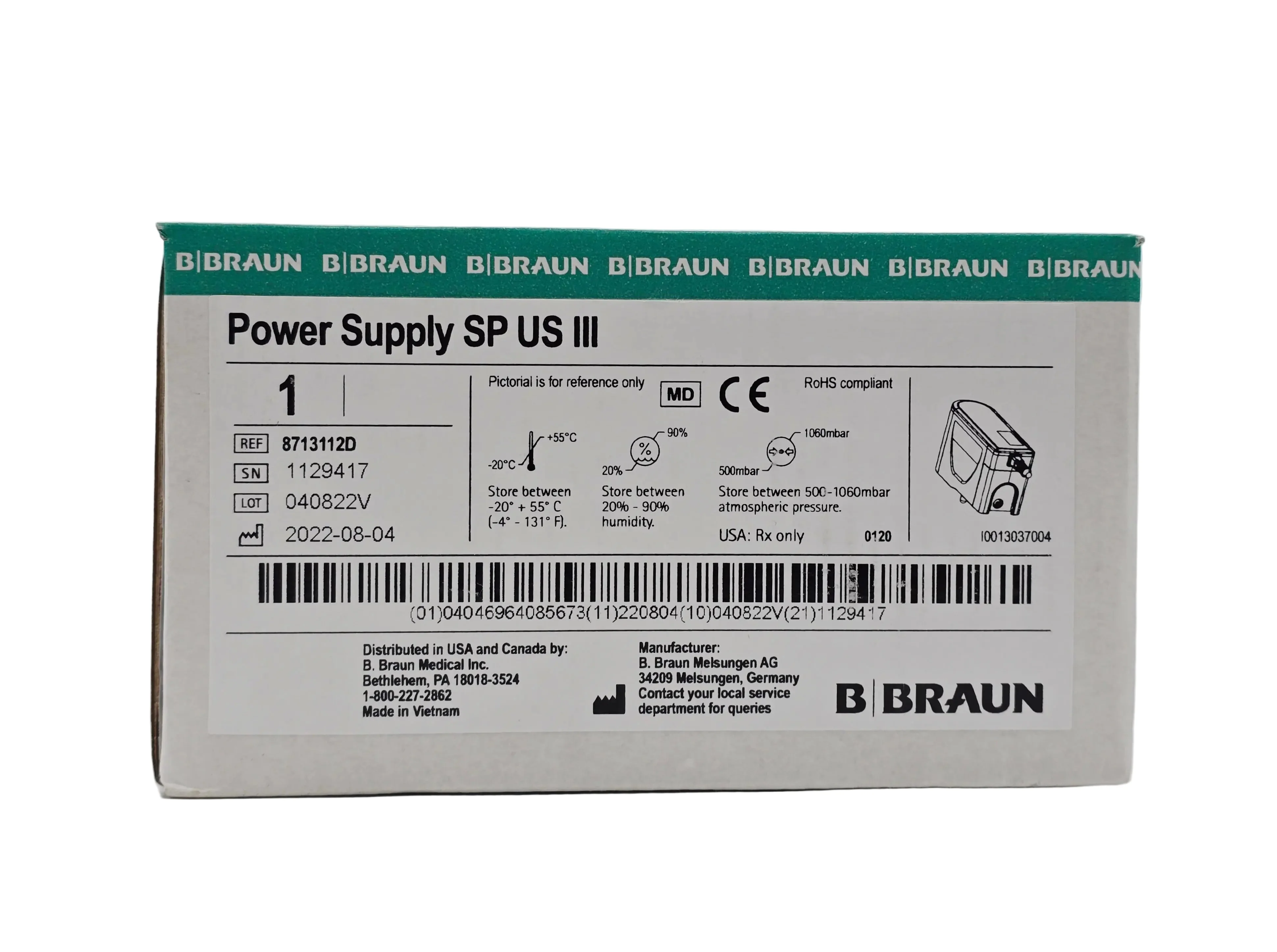 B. Braun 8713112D Power Cord AC Adapter for Infusomat Perfusor Space Pumps - Image 3