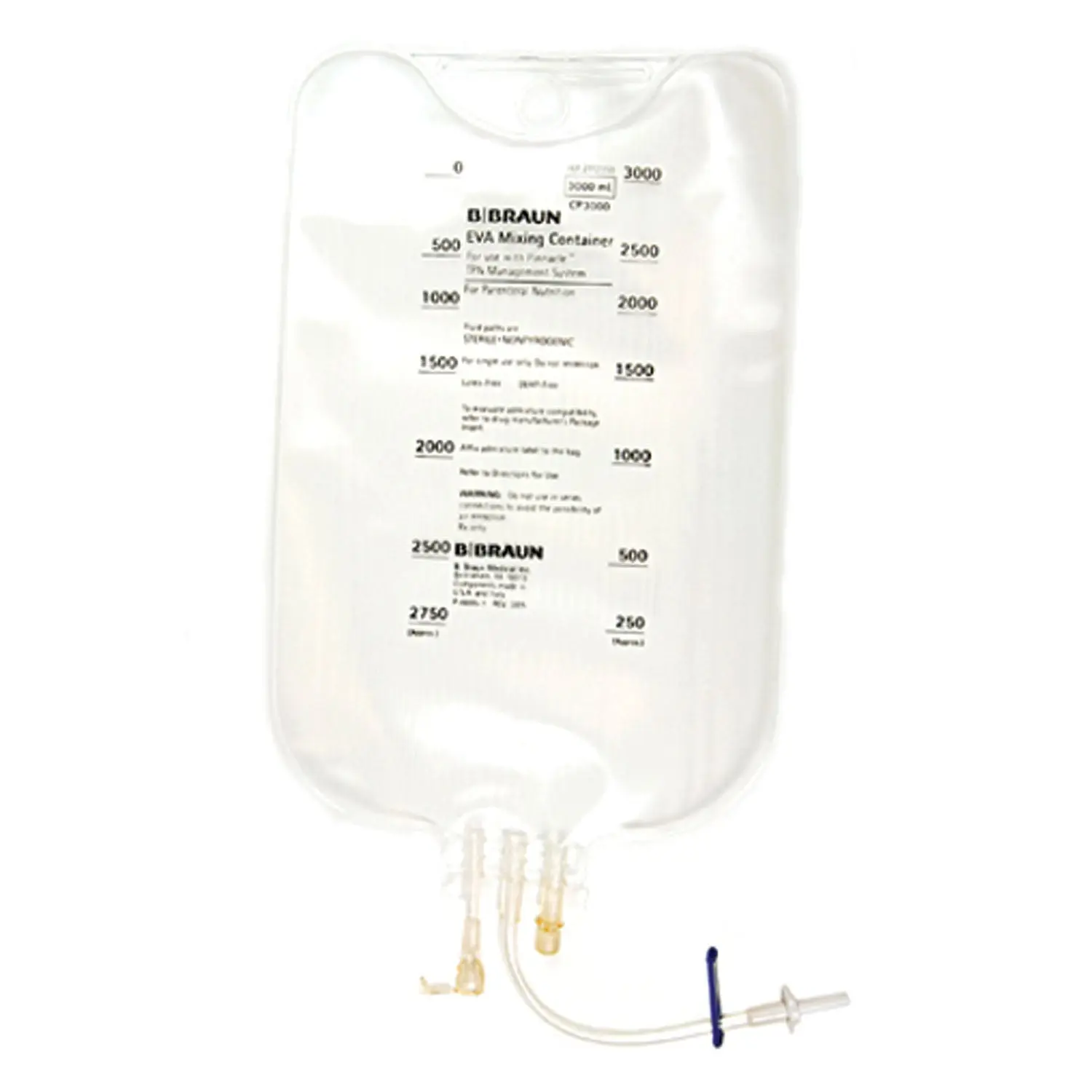 B BRAUN 2112350 EVA FORMULATION 3-IN-1 MIXING CONTAINERS TPN Bag, Pinnacle Compounder Compatible Connector, 3000mL, 40/cs