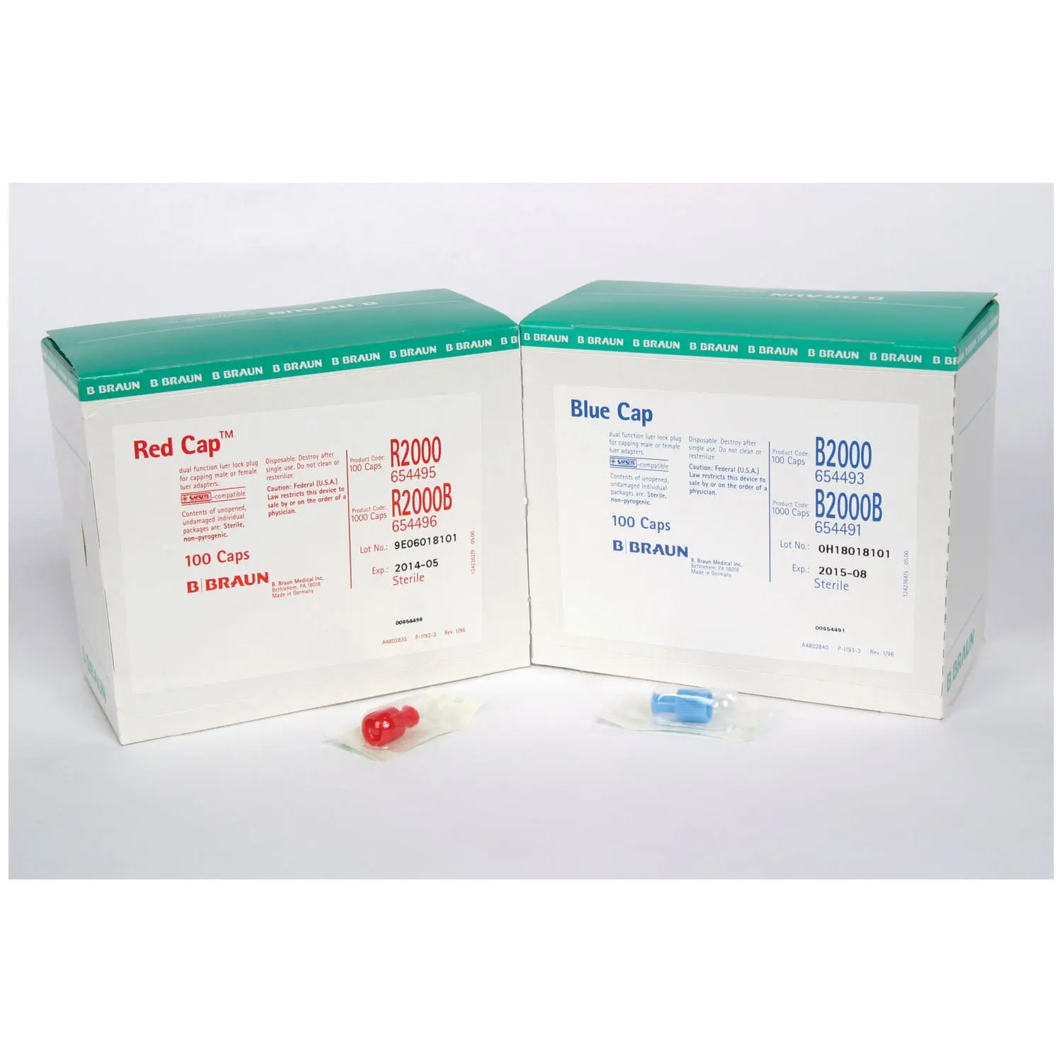 B BRAUN B2000B REPLACEMENT CAPS Blue Cap, Luer Cap, Dual Function, Male & Female End, 100/bx, 10 bx/cs