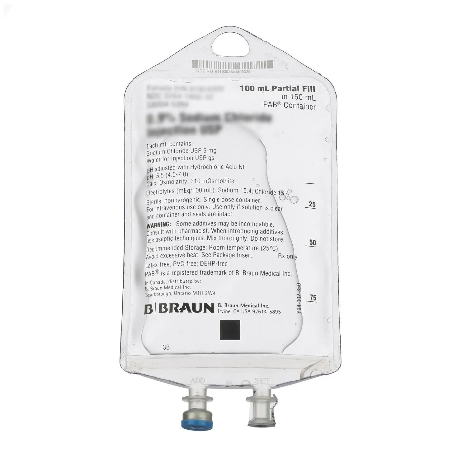 B BRAUN S5104-5264 DEXTROSE INJECTIONS USP Dextrose Injections, 5%, 100/150mL, PAB® Containers, 64/cs