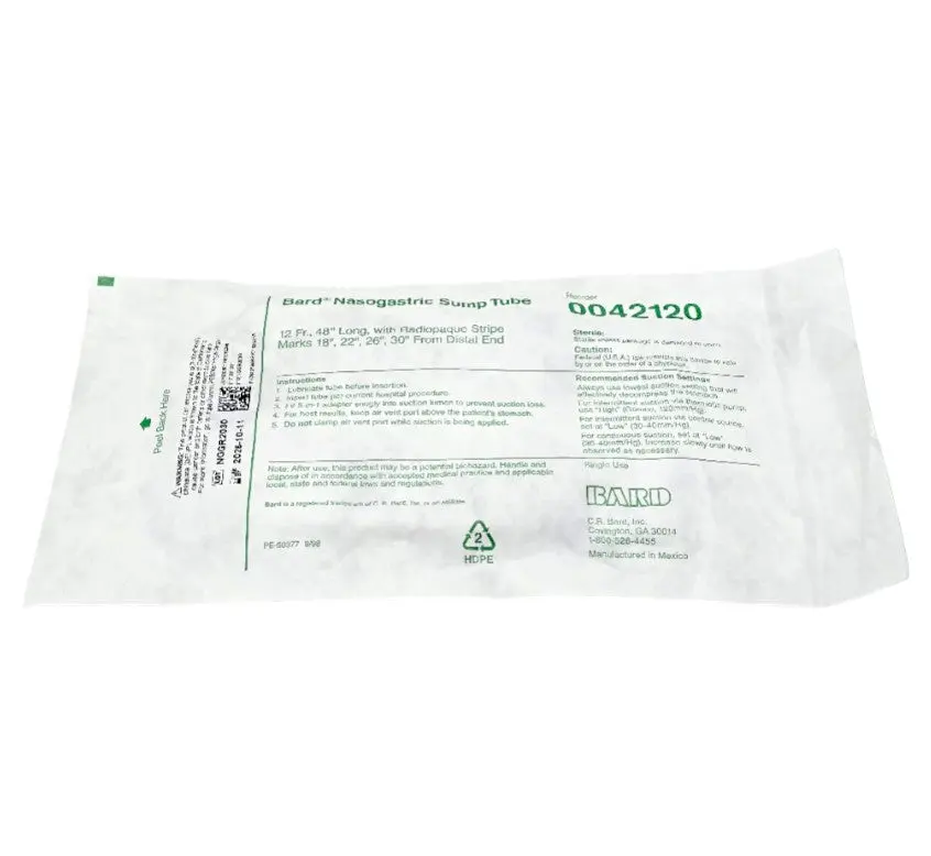 Bard 0042120 Nasogastric Sump Tube 12Fr x 48" Dual-Lumen PVC Sterile