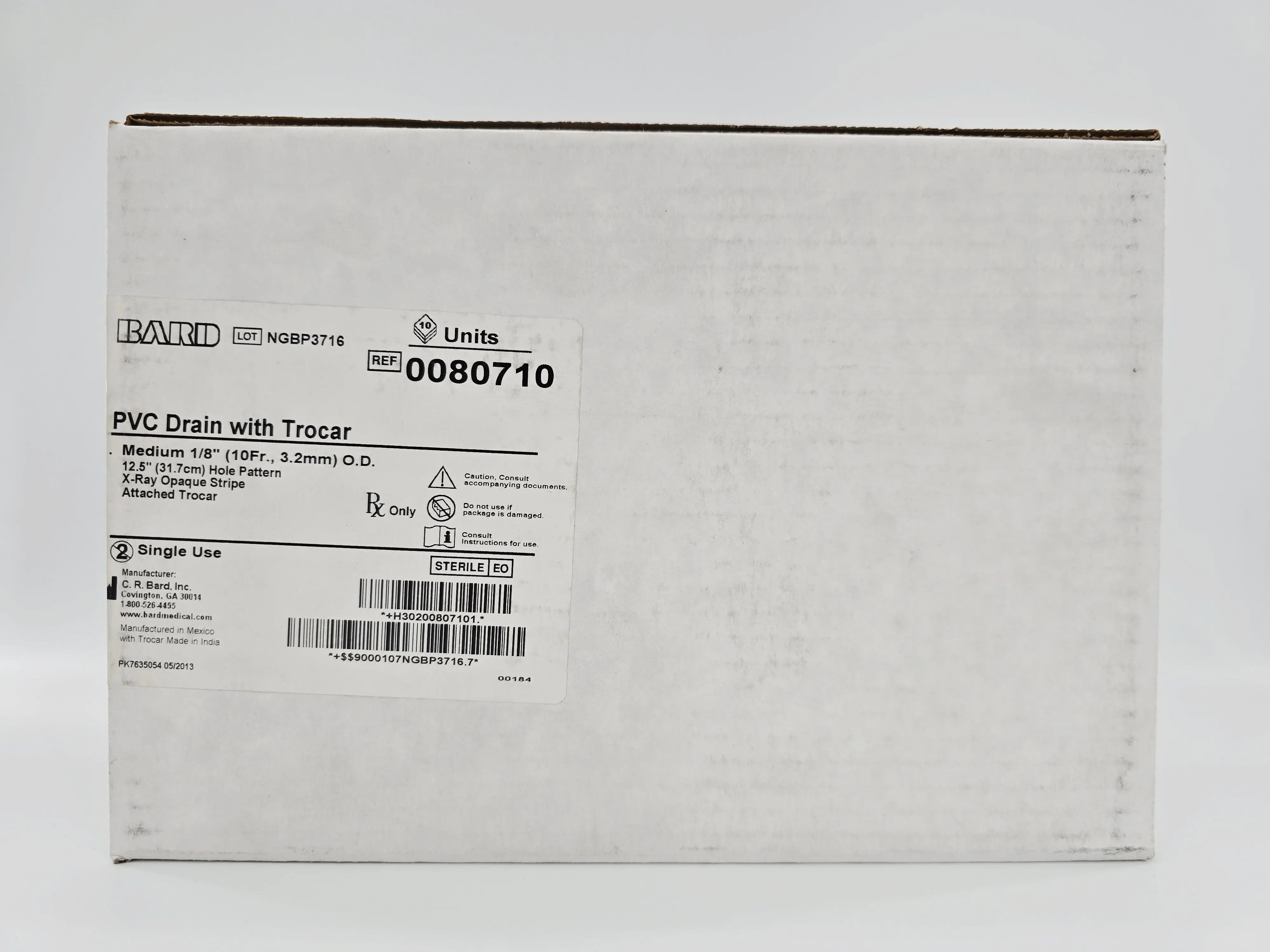 Bard 0080710 PVC Drain with Trocar Medium 1/8" O.D. (10Fr x 3.2mm) BX/10 - Image 2