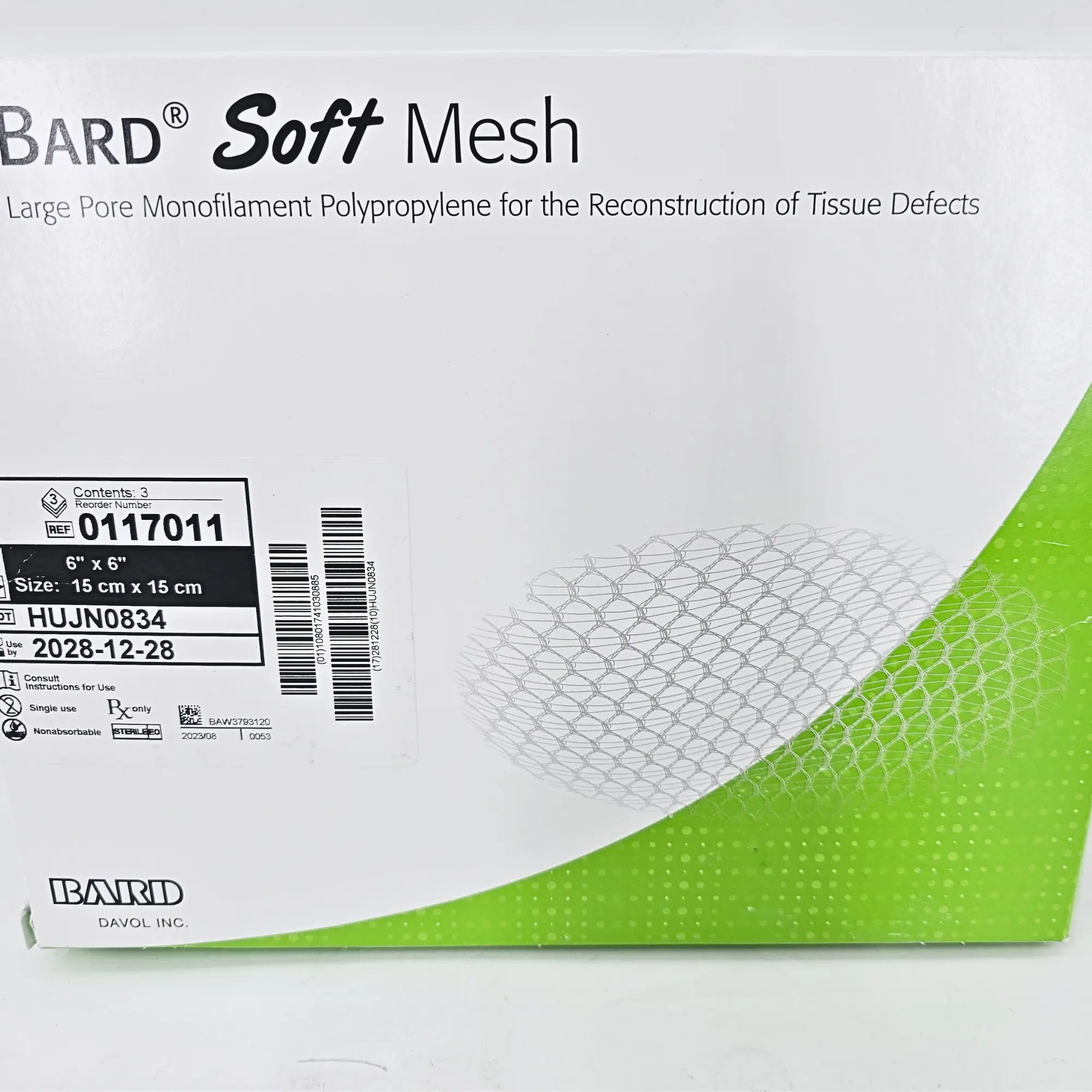 Bard 0117011 Soft Mesh 6x6 Inch Polypropylene Hernia Repair Sterile - Image 2