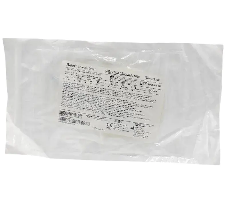 Bard 072225 Silicone Channel Drain 19Fr Round w/ Trocar 3/4-Fluted
