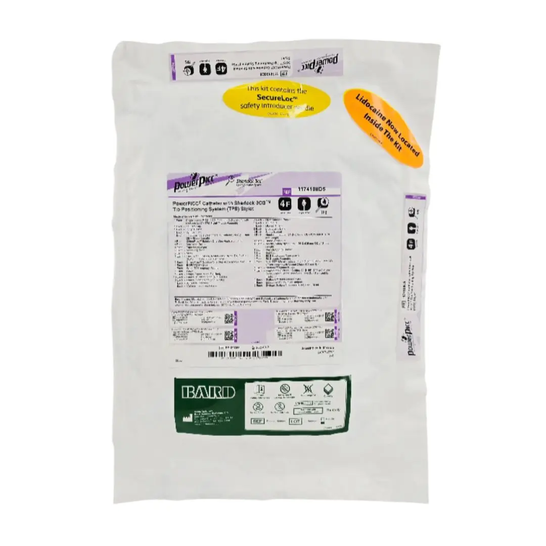 Bard 1174108D5 PowerPICC 4F Single-Lumen Catheter Placement Kit Max Barrier+ w/ Sherlock 3CG TPS Stylet