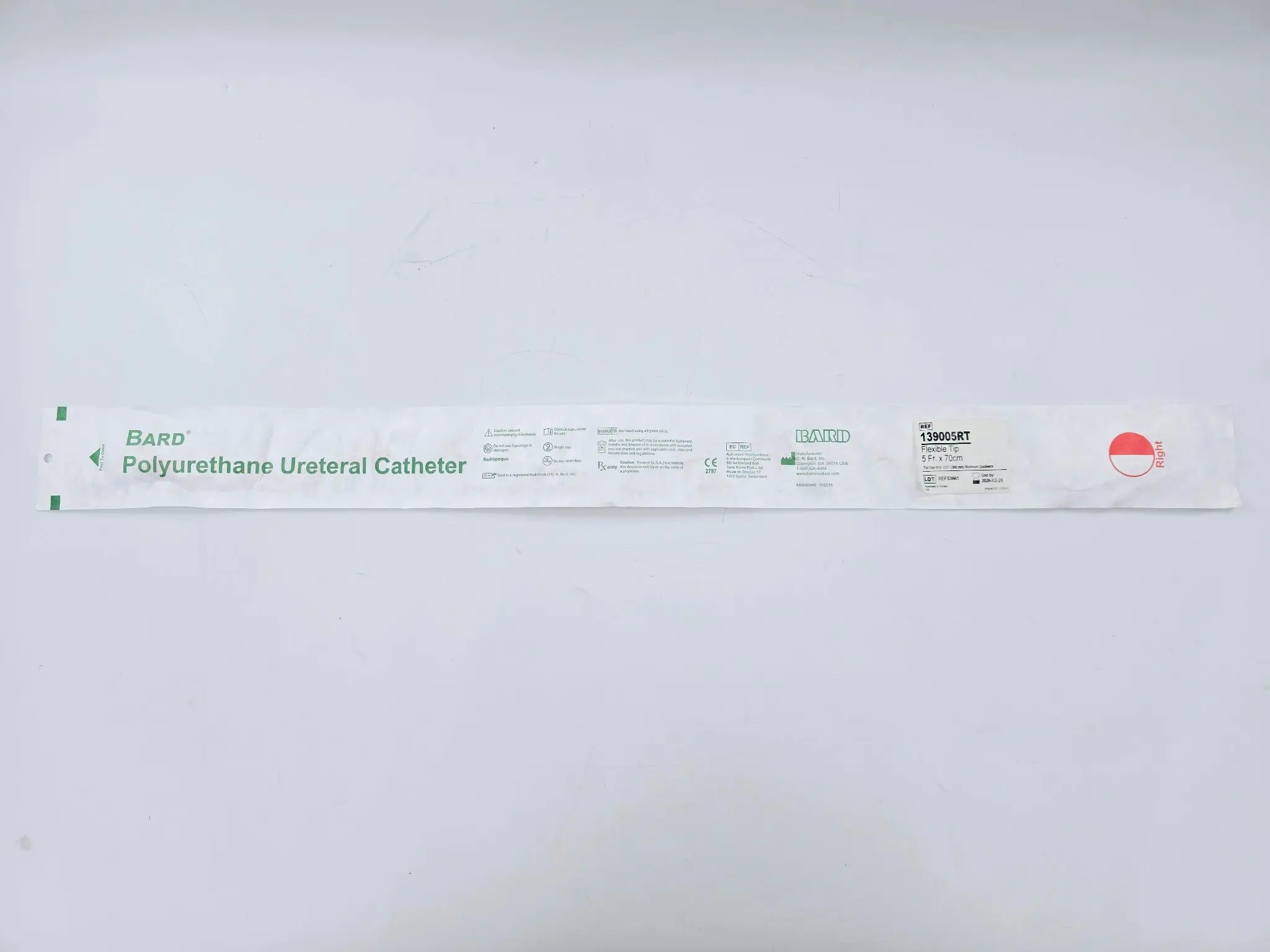Bard 139005RT Flexible Tip 5Fr. x 70cm Polyurethane Ureteral Catheter - Image 2