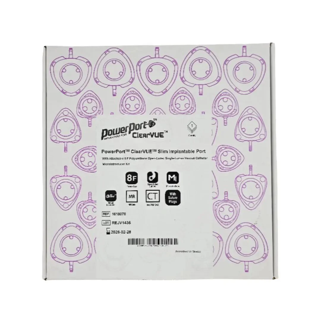 Bard 1618070 PowerPort ClearVUE Slim Implantable Port w/ Attachable 8F Polyurethane Open-Ended Single-Lumen Venous Catheter Microintroducer Kit 1/EA