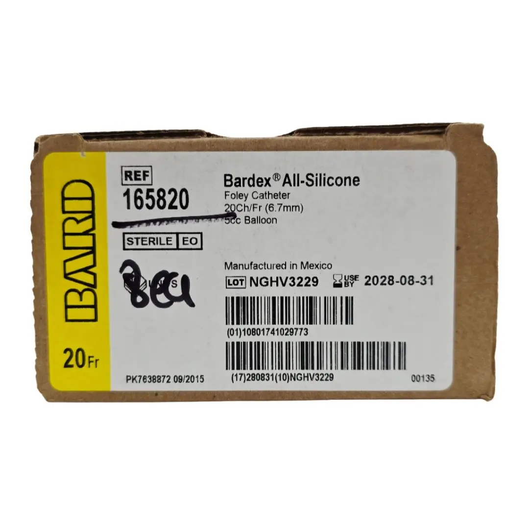 Bard 165820 Bardex All-Silicone Foley Catheter 20Ch/Fr 5cc Balloon BX/12
