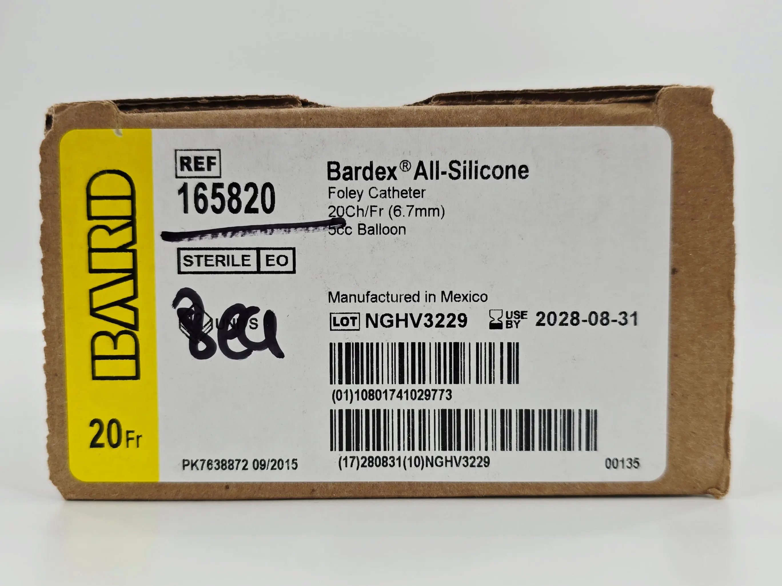 Bard 165820 Bardex All-Silicone Foley Catheter 20Ch/Fr 5cc Balloon BX/12 - Image 3