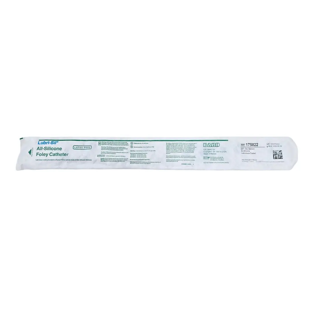 Bard 175822 Lubri-Sil All-Silicone Foley Catheter 22Fr. 5cc Balloon - Image 2