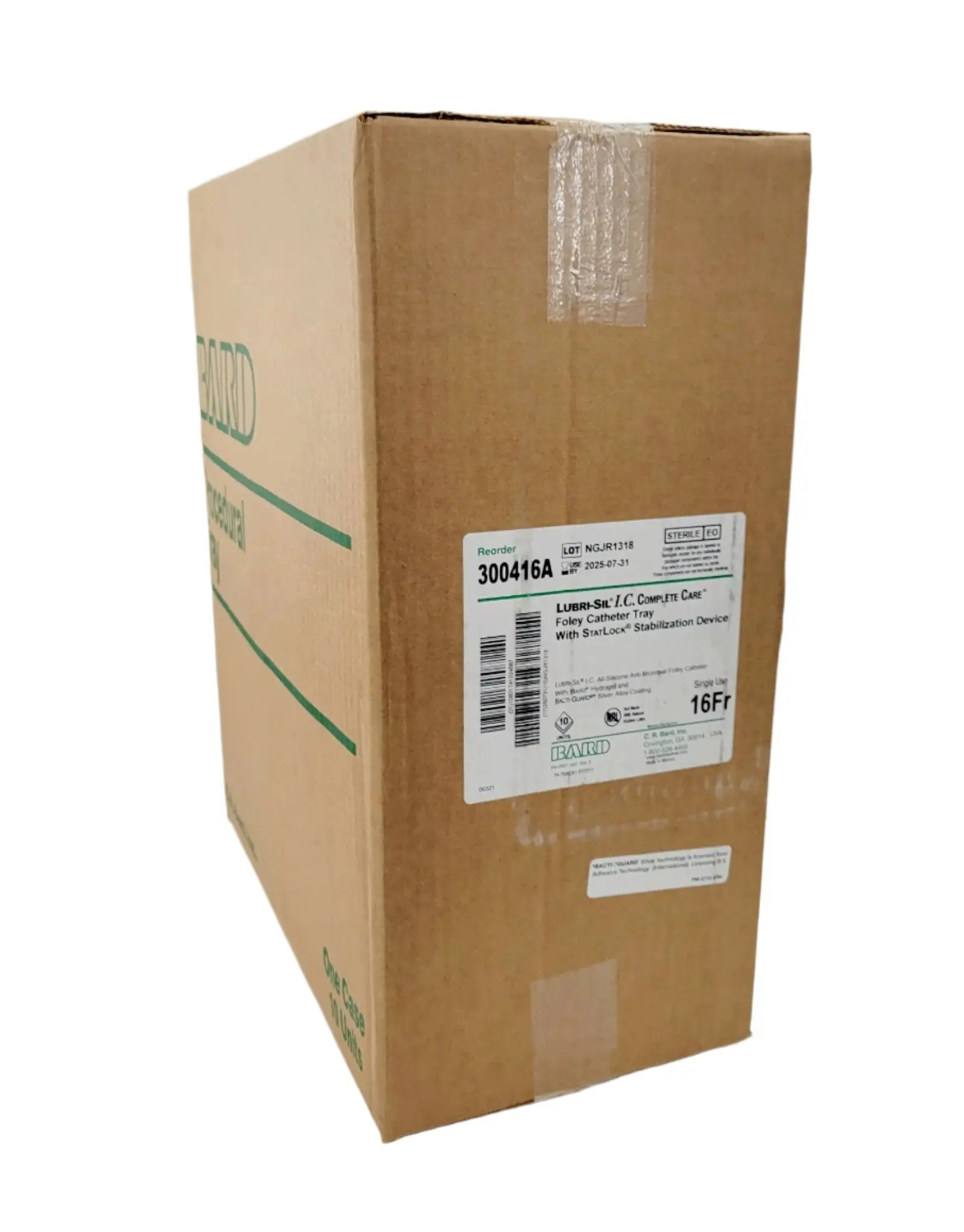 Bard 300416A Lubri-Sil I.C. Complete Care 16Fr. Foley Catheter Tray Case of 10