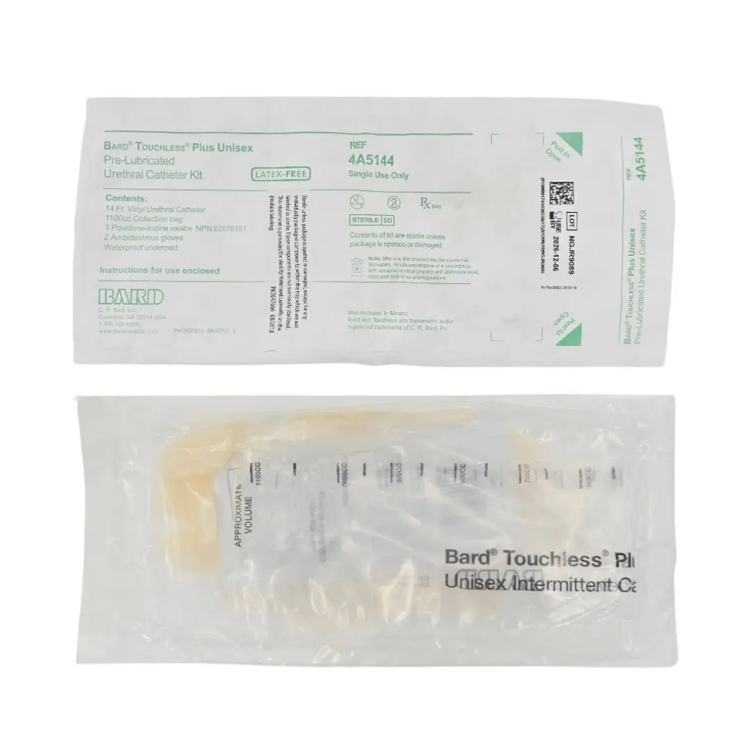Bard 4A5144 Touchless Plus Unisex Pre-Lubricated Urethral Catheter Kit 14Fr. 1/EA