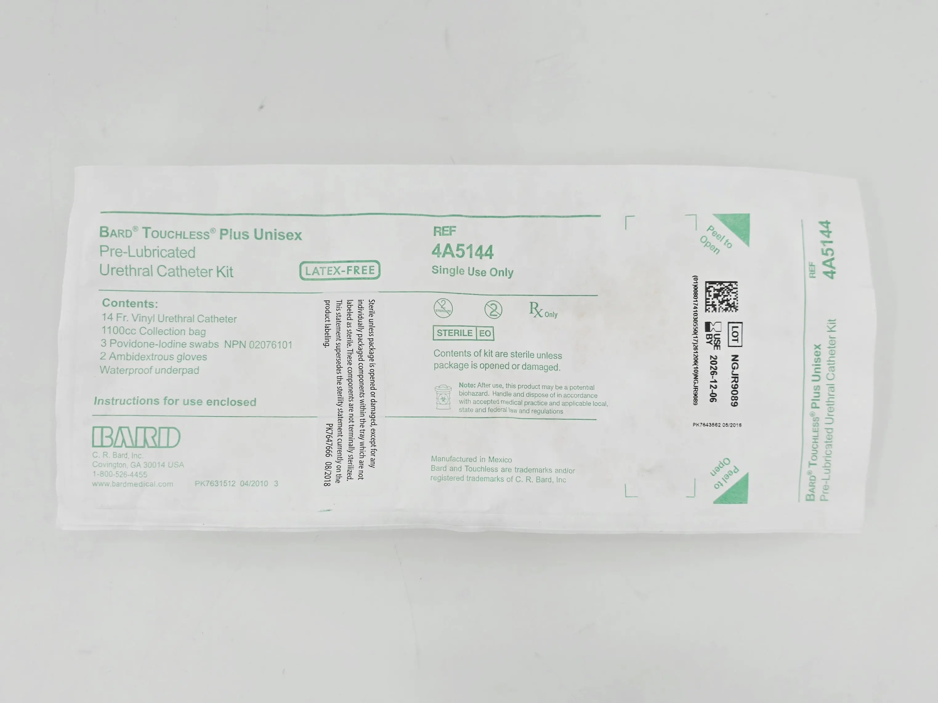 Bard 4A5144 Touchless Plus Unisex Pre-Lubricated Urethral Catheter Kit 14Fr. 1/EA - Image 2