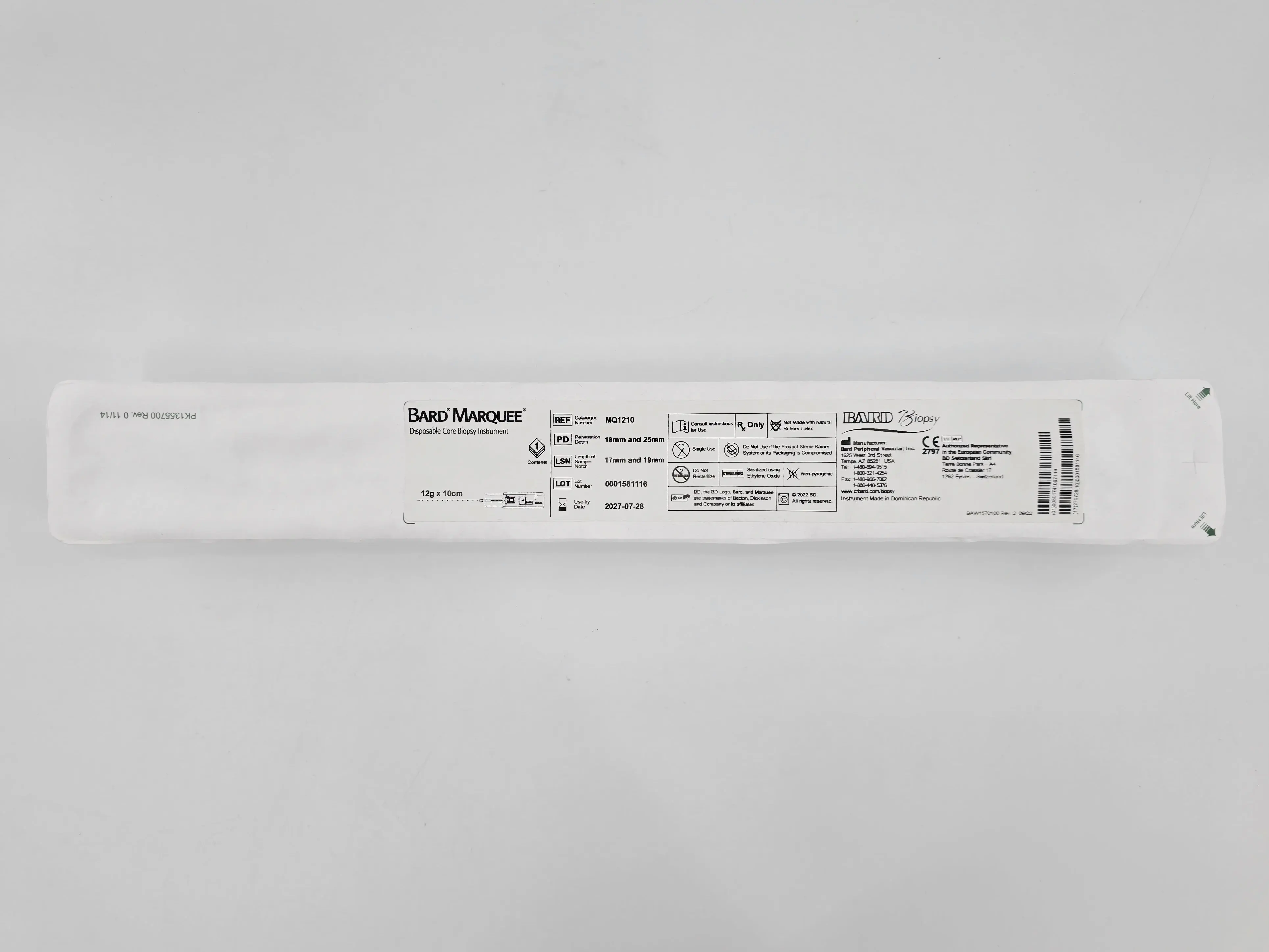 Bard MQ1210 Marquee Disposable Core Biopsy Instrument 12G x 10cm - Image 2