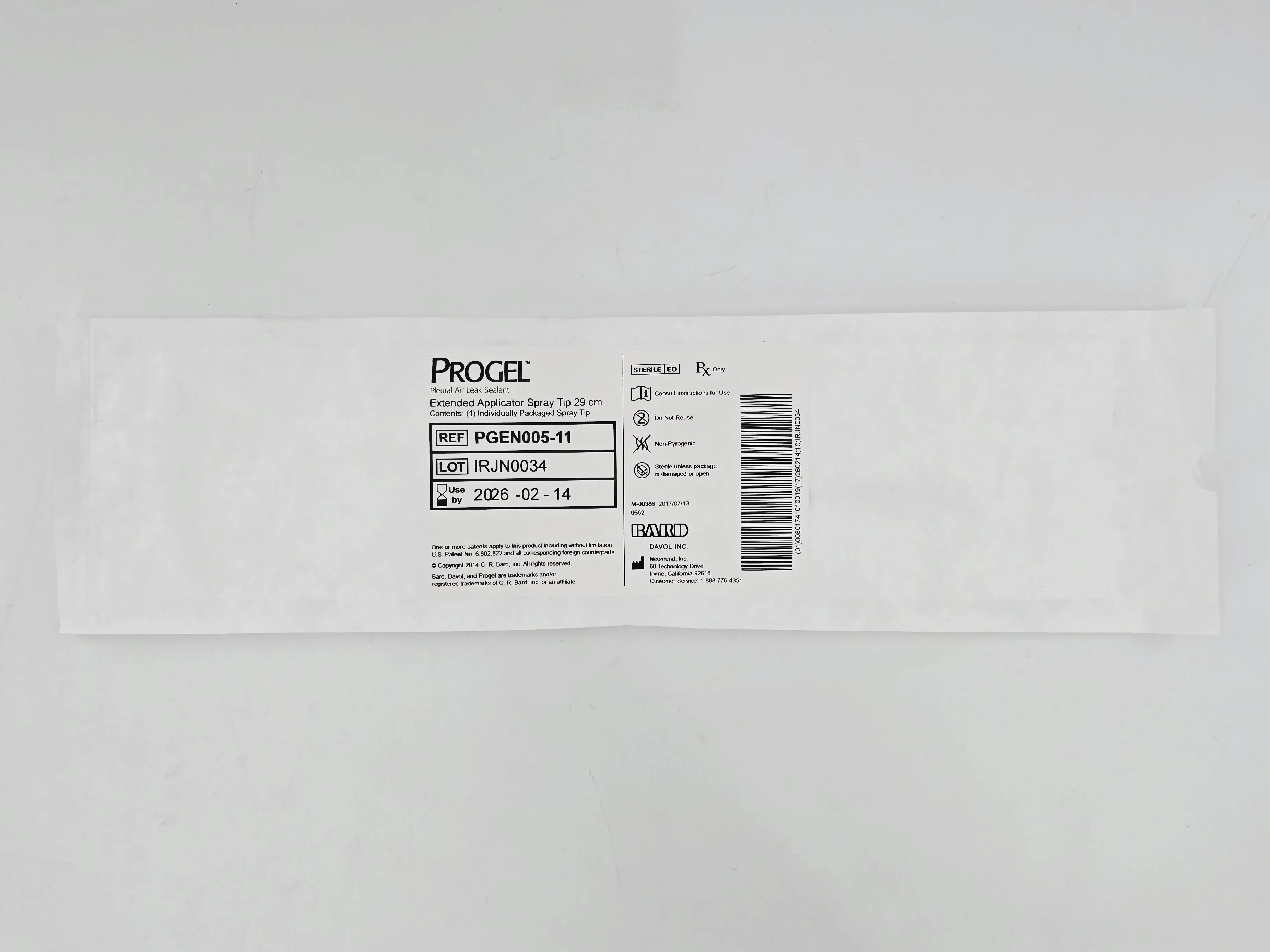 Bard PGEN005-11 Progel Pleural Air Leak Sealant (PALS) Extended Applicator Spray Tip 29cm BX/4 - Image 2
