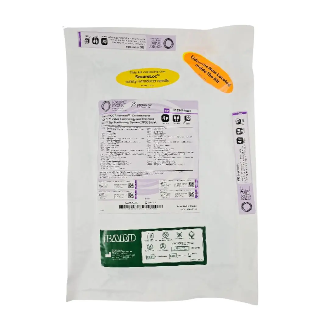 Bard S1294108D4 PowerPICC Provena Catheter w/ SOLO Valve Technology and Sherlock 3CG Tip Positioning System (TPS) Stylet 4F 1/EA