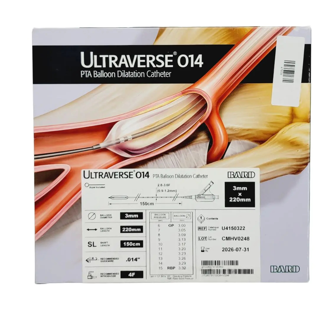 Bard U4150322 Ultraverse 014 PTA Balloon Dilation Catheter 3mm x 220mm